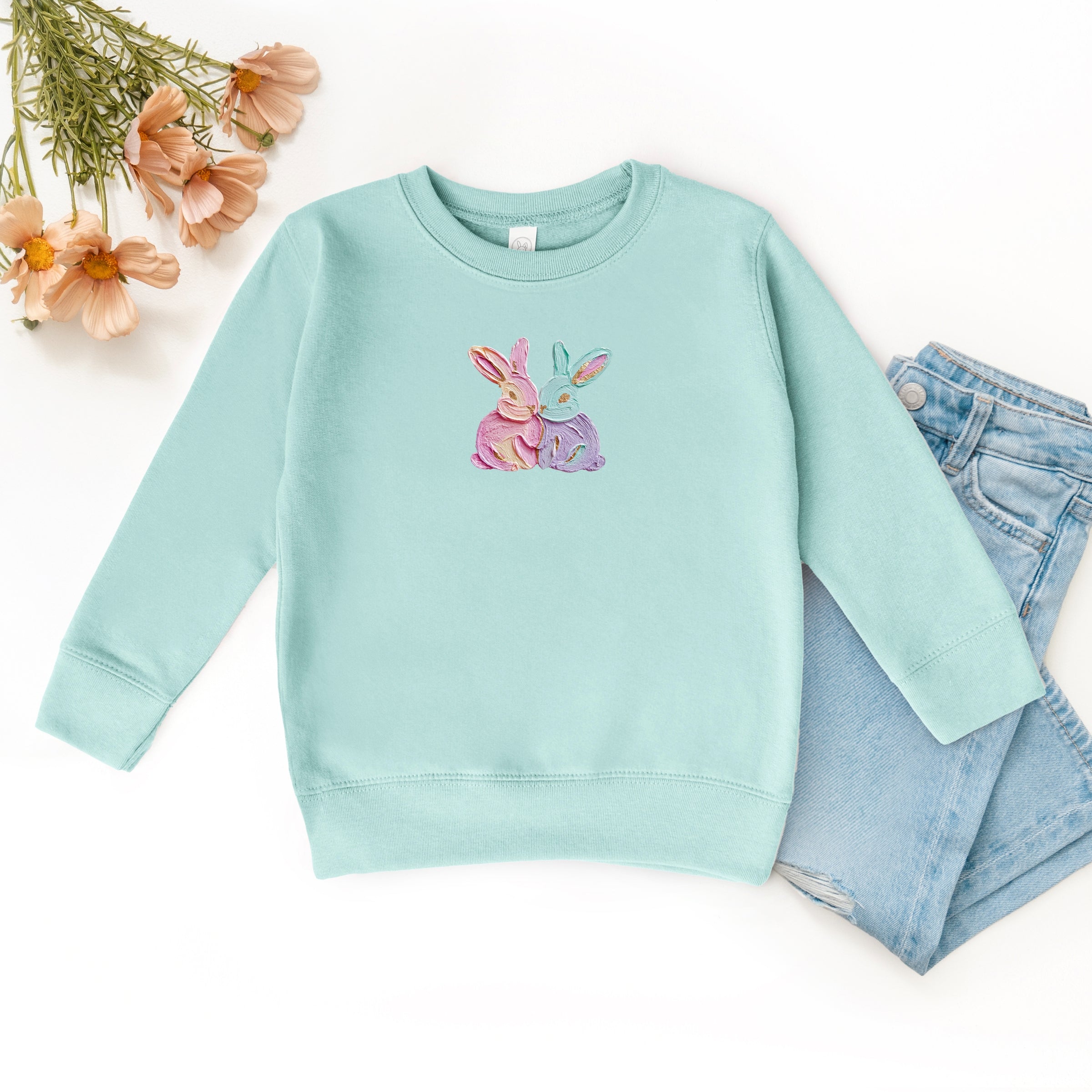Two Bunnies Paint Print - Toddler Graphic Sweatshirt