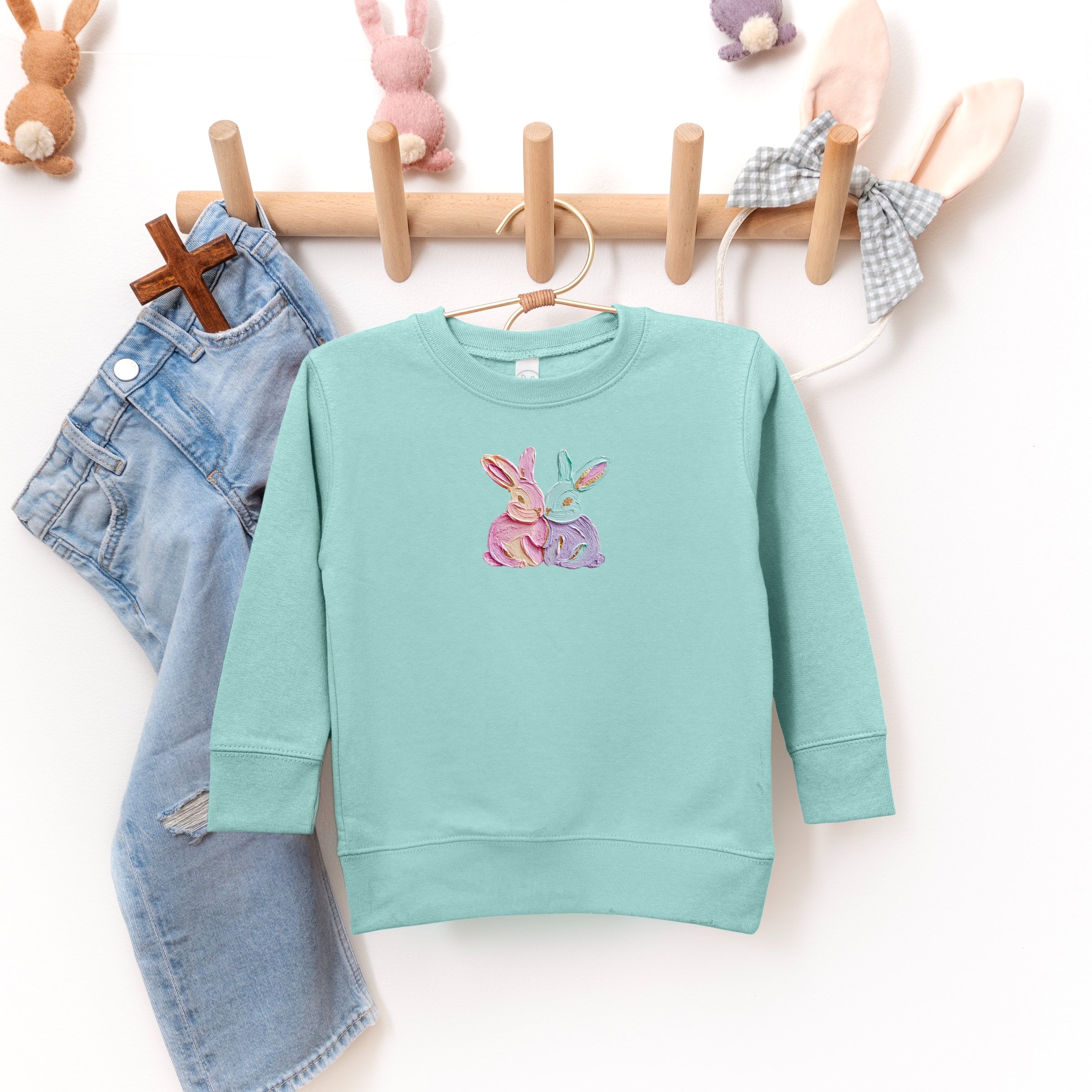 Two Bunnies Paint Print - Toddler Graphic Sweatshirt