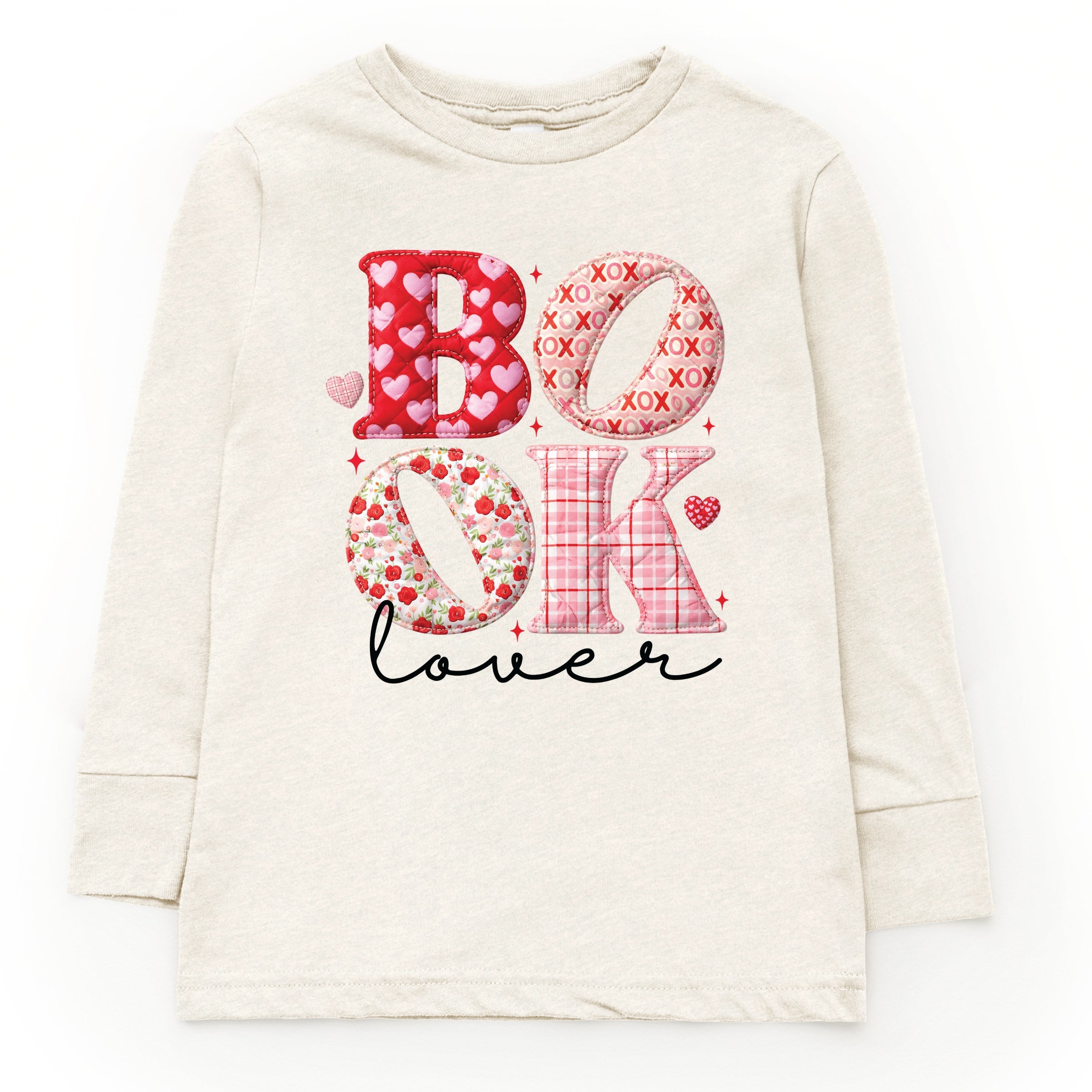 Book Lover Patchwork Print - Youth Long Sleeve Graphic T-Shirt