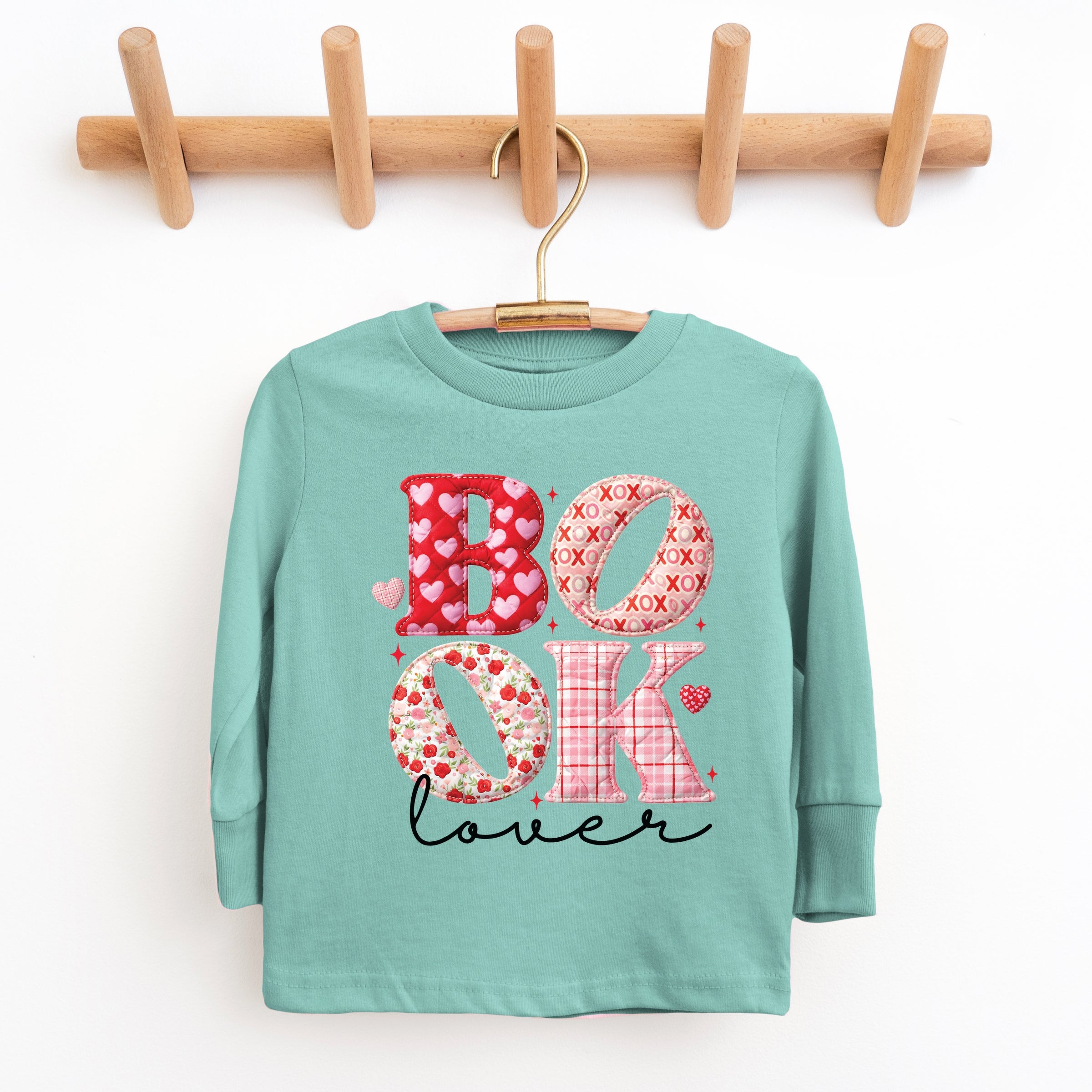 Book Lover Patchwork Print - Youth Long Sleeve Graphic T-Shirt