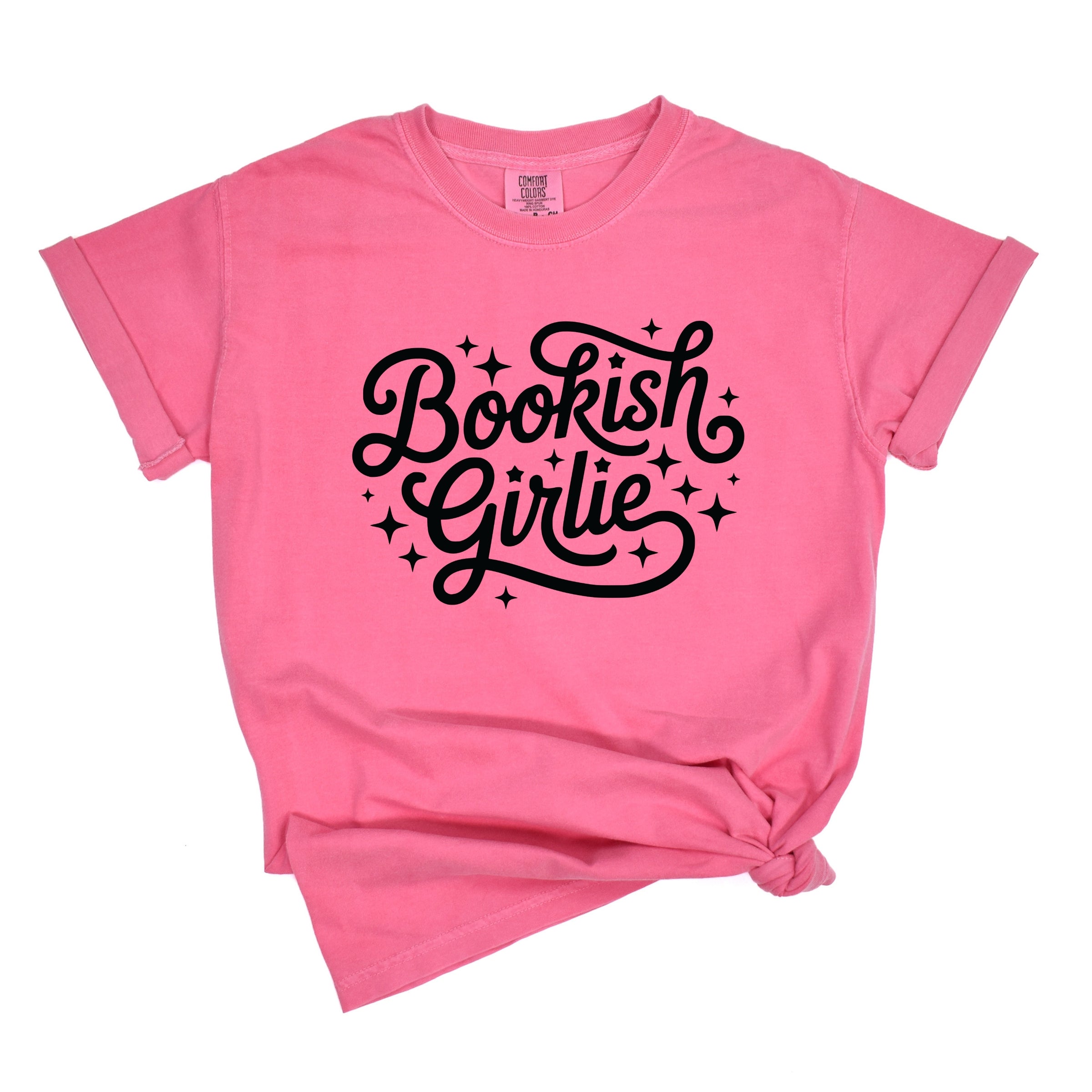 Bookish Girlie Cursive Stars - Women's Garment Dyed Graphic T-Shirt