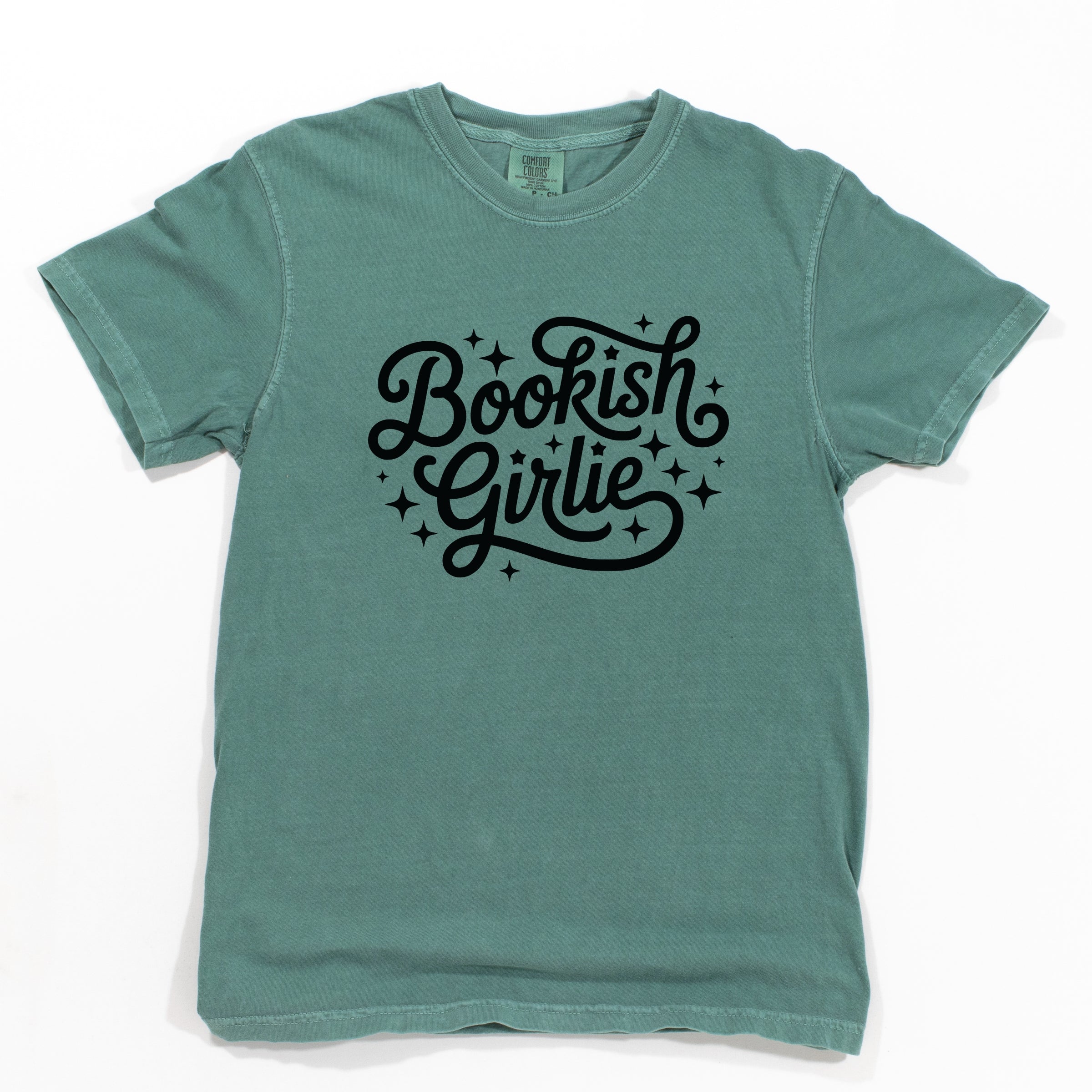 Bookish Girlie Cursive Stars - Women's Garment Dyed Graphic T-Shirt