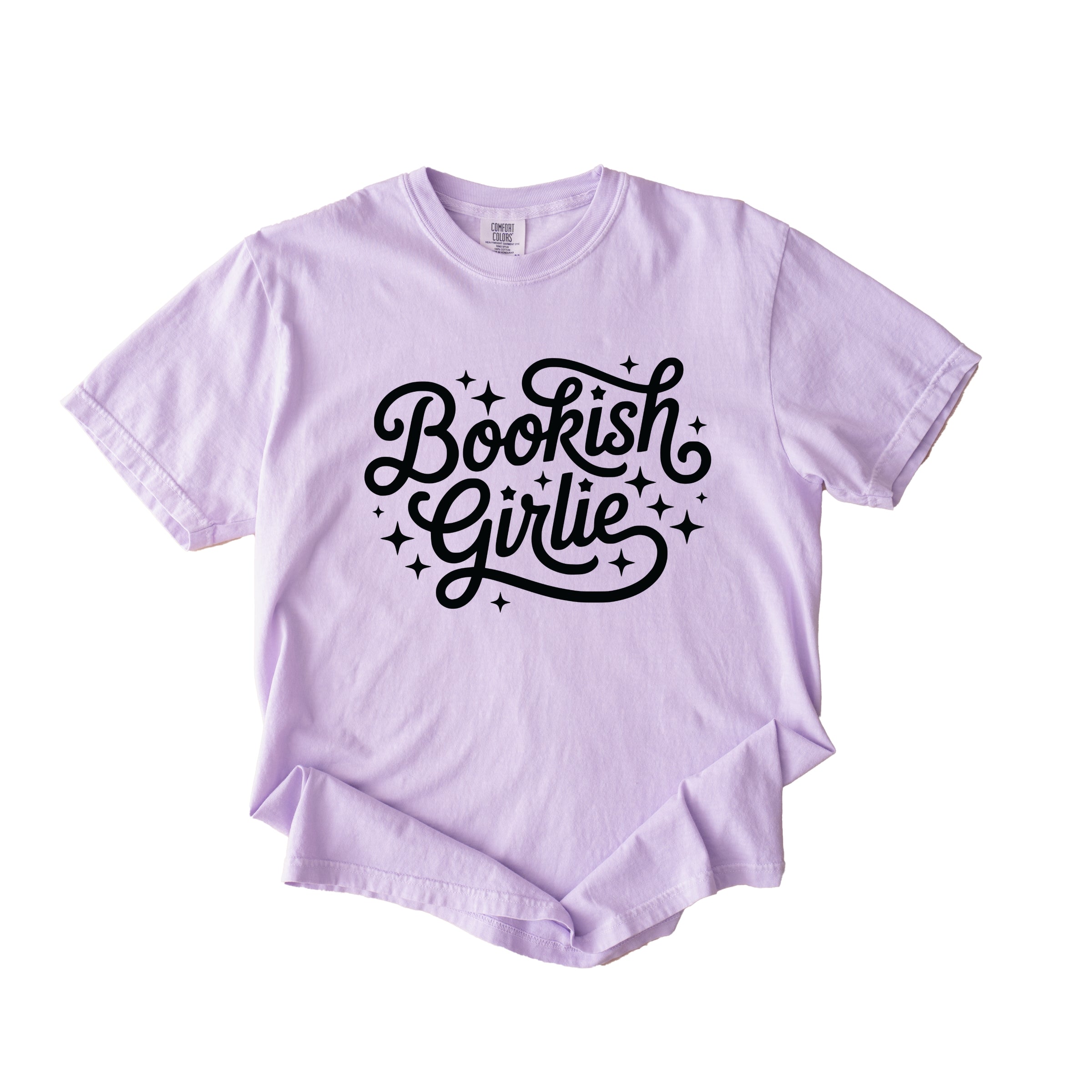 Bookish Girlie Cursive Stars - Women's Garment Dyed Graphic T-Shirt