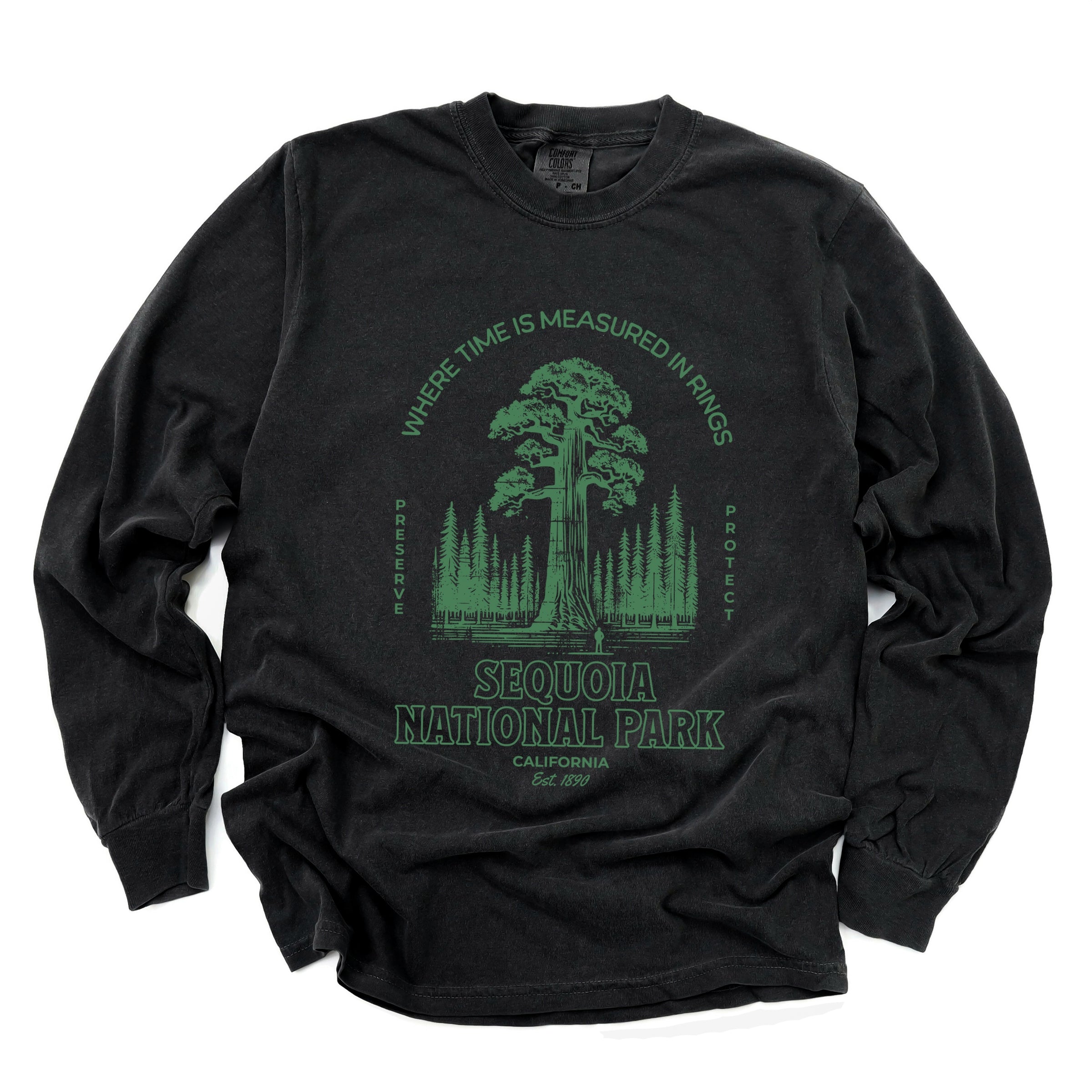 Sequoia National Park EST. 1890 - Womens Garment Dyed Long Sleeve Graphic T-Shirt