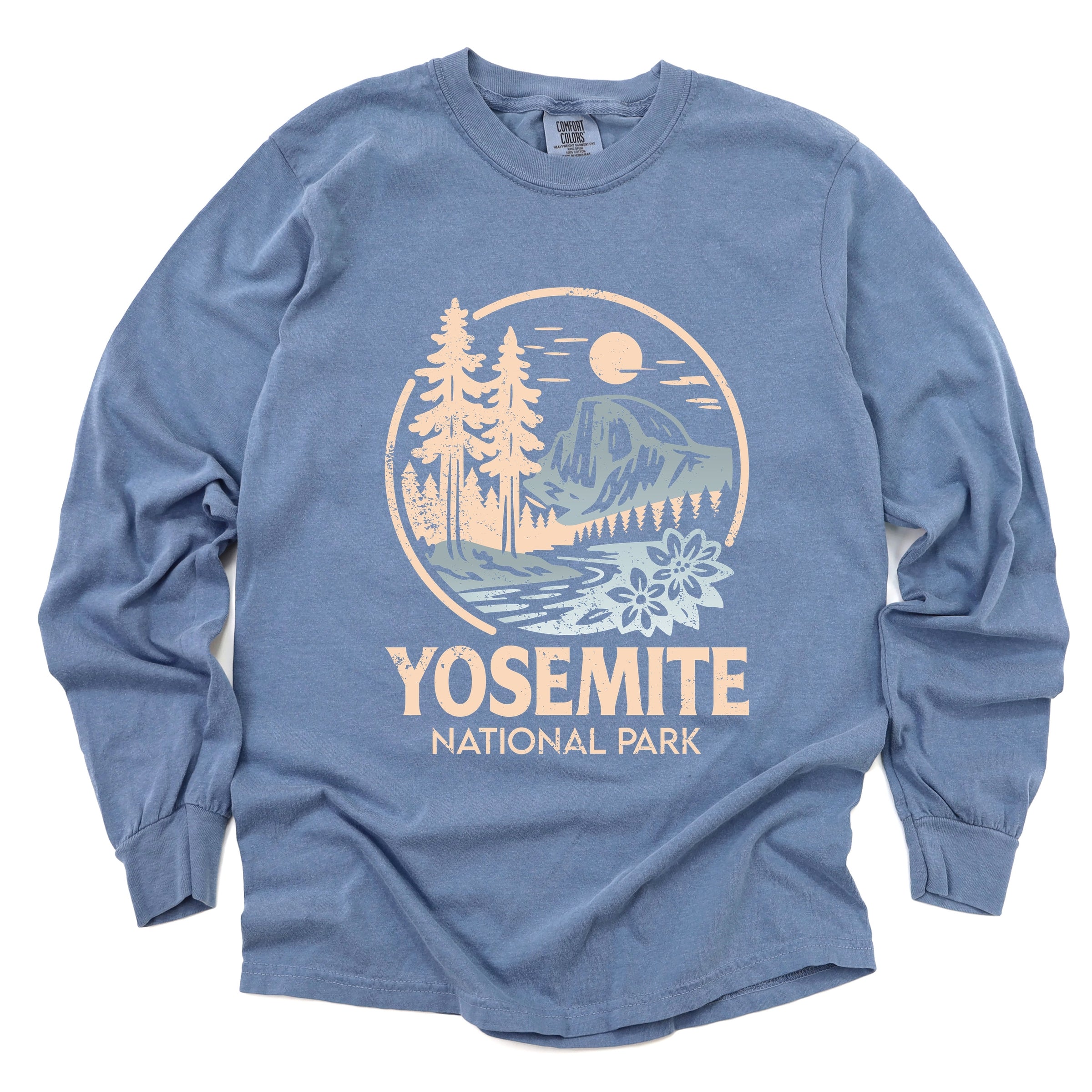 Yosemite National Park Two-Toned Circle - Women's Garment Dyed Long Sleeve Graphic T-Shirt