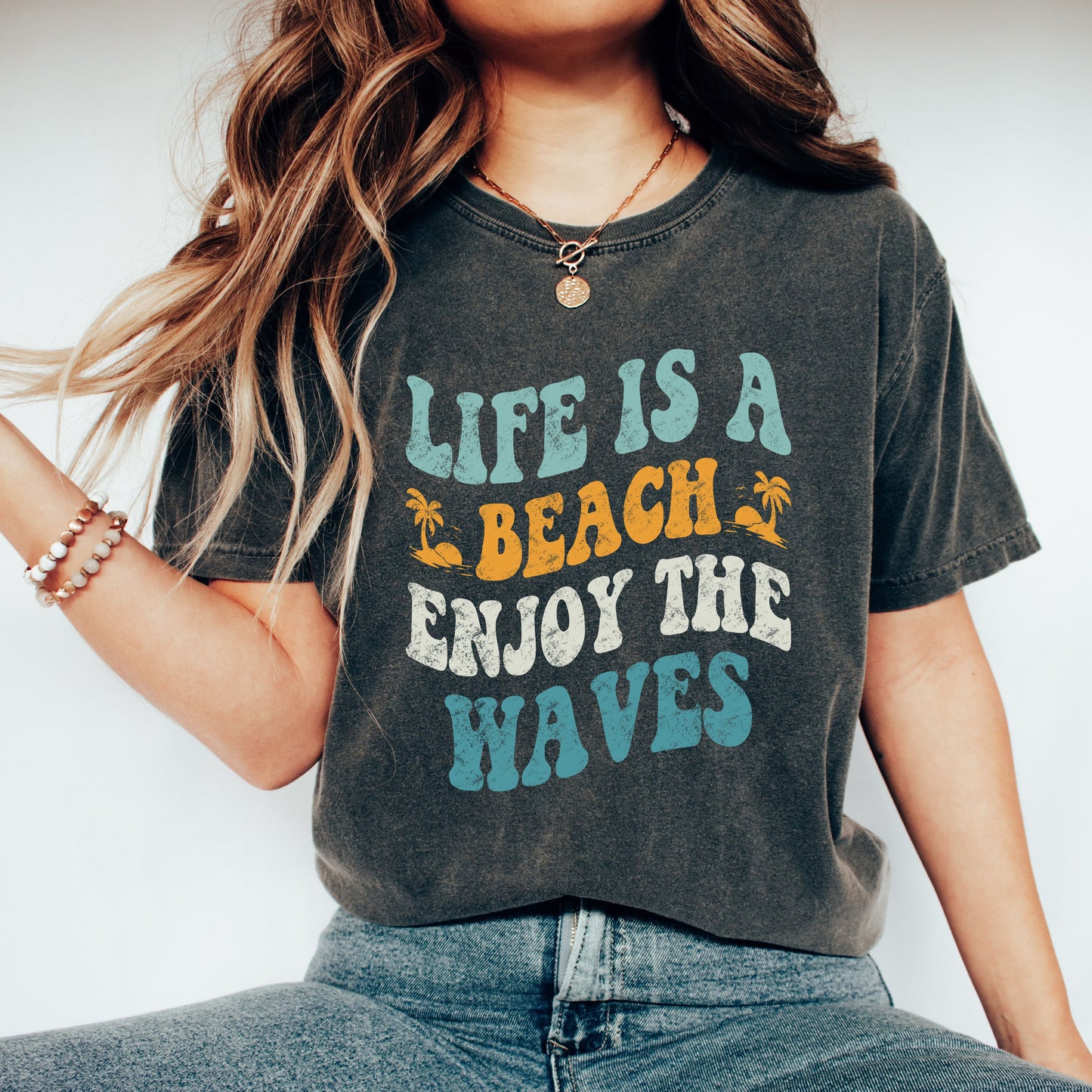Enjoy The Waves Distressed | Garment Dyed Short Sleeve Tee