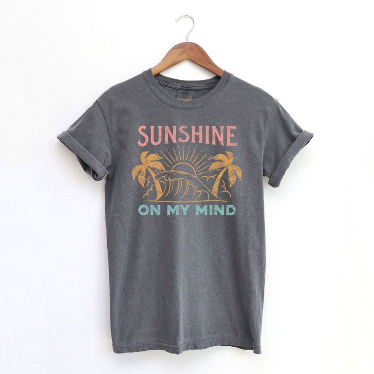 Sunshine On My Mind Palm Trees | Garment Dyed Short Sleeve Tee