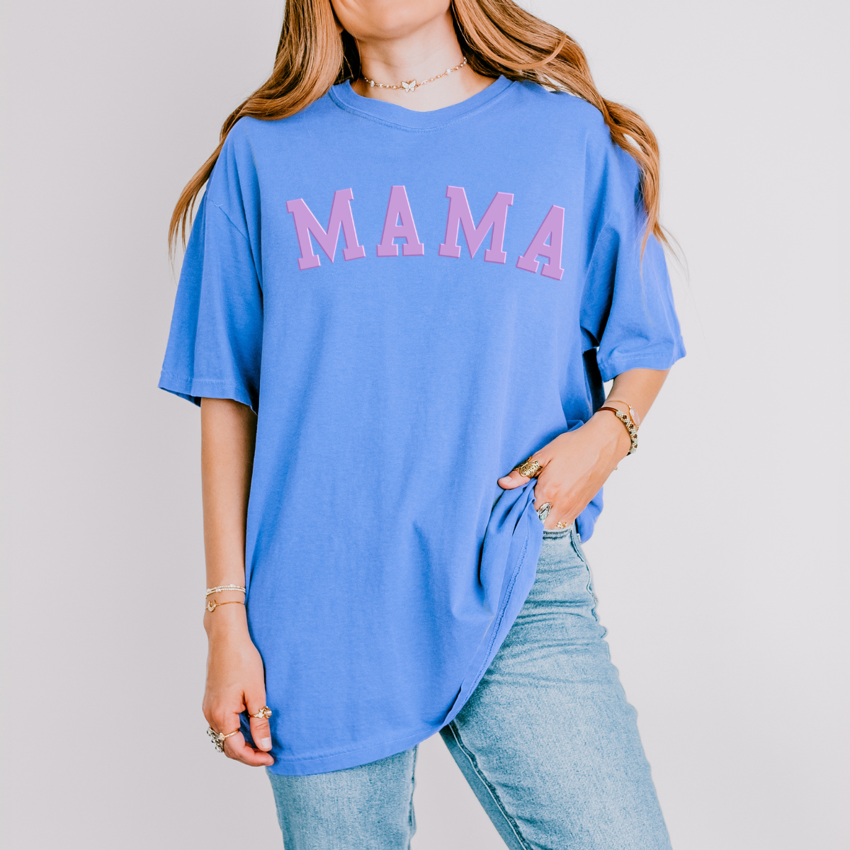 Mama Bold Puff Print - Women's Garment Dyed Graphic T-Shirt