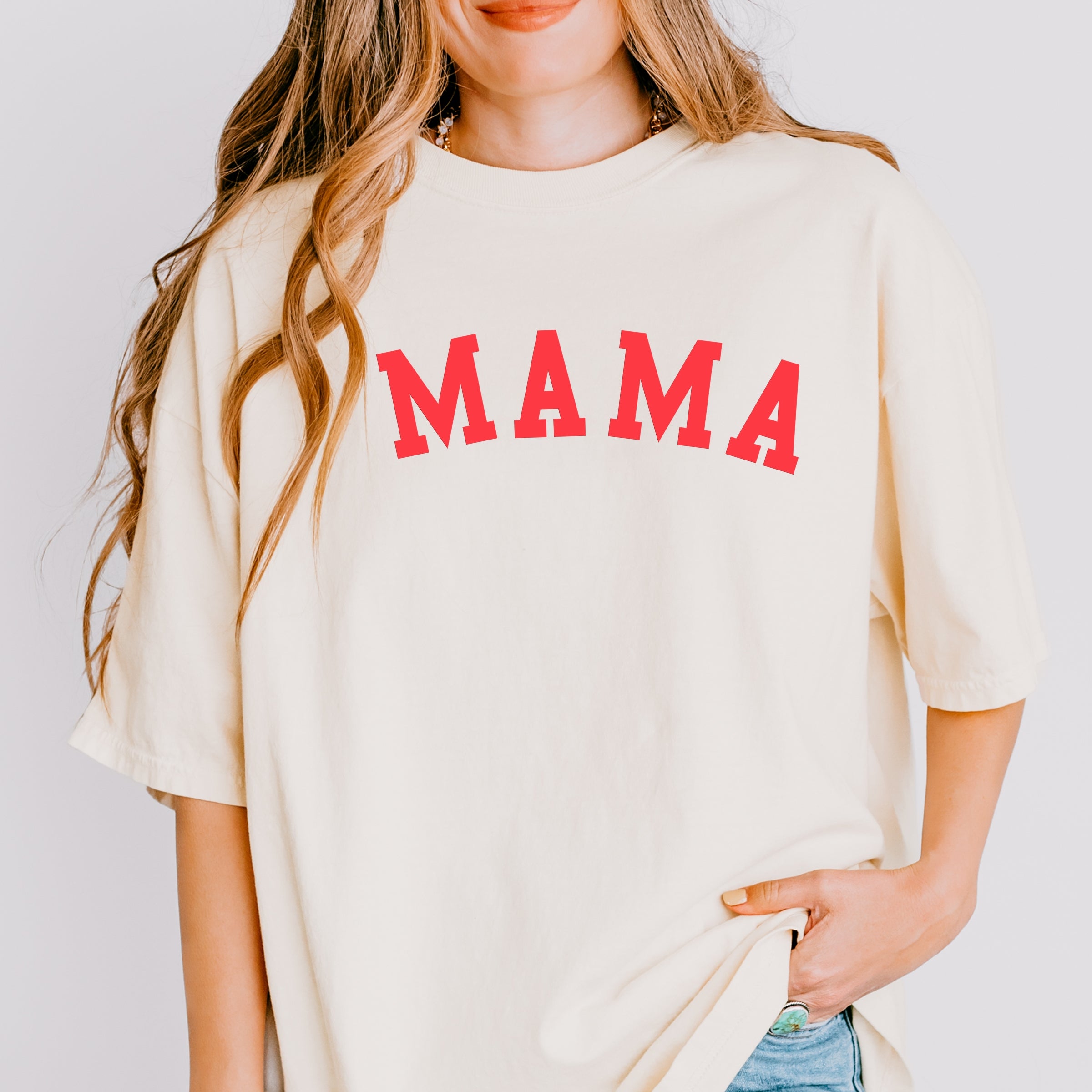 Mama Bold Puff Print - Women's Garment Dyed Graphic T-Shirt