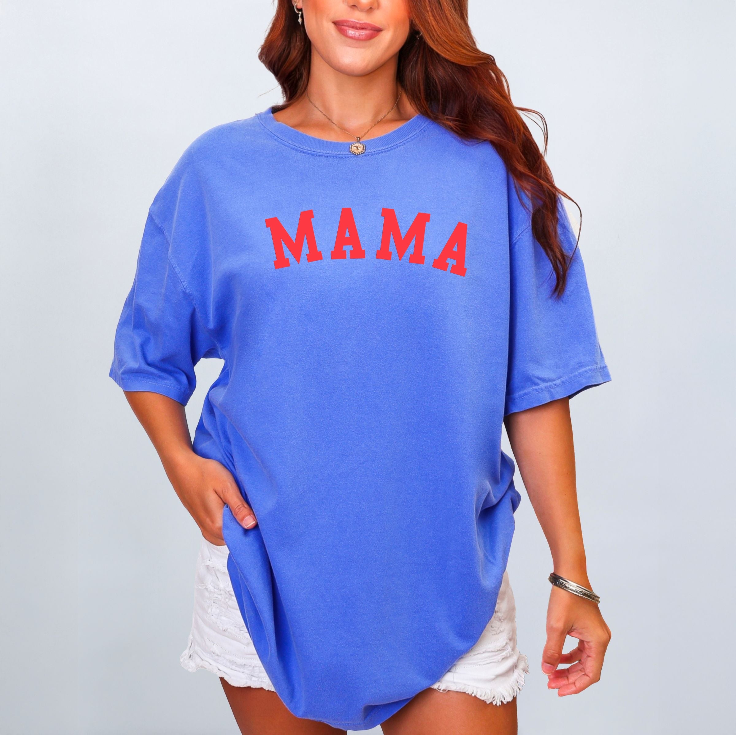 Mama Bold Puff Print - Women's Garment Dyed Graphic T-Shirt