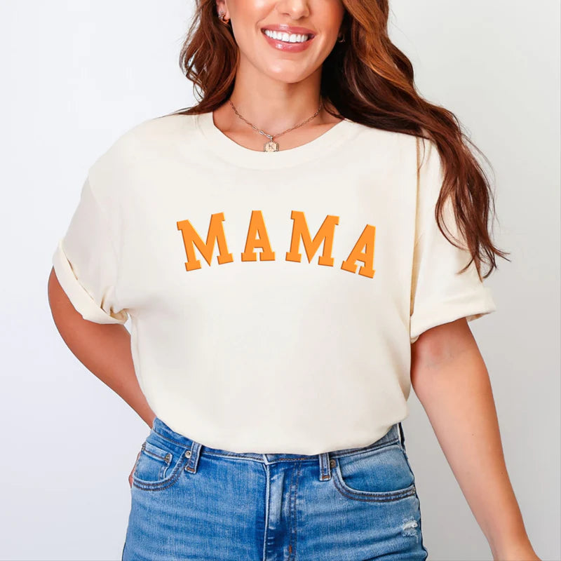 Mama Bold Puff Print - Women's Garment Dyed Graphic T-Shirt