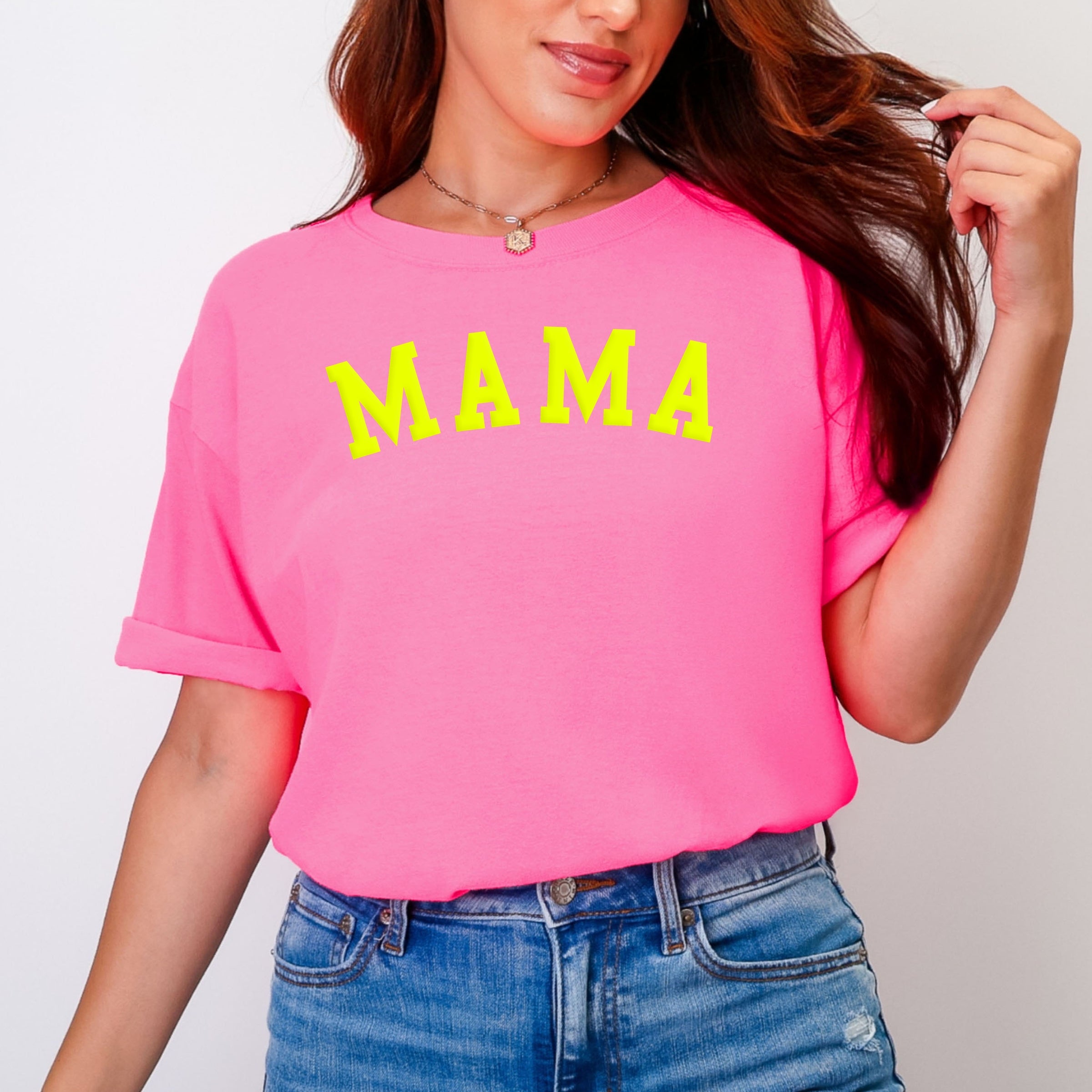 Mama Bold Puff Print - Women's Garment Dyed Graphic T-Shirt