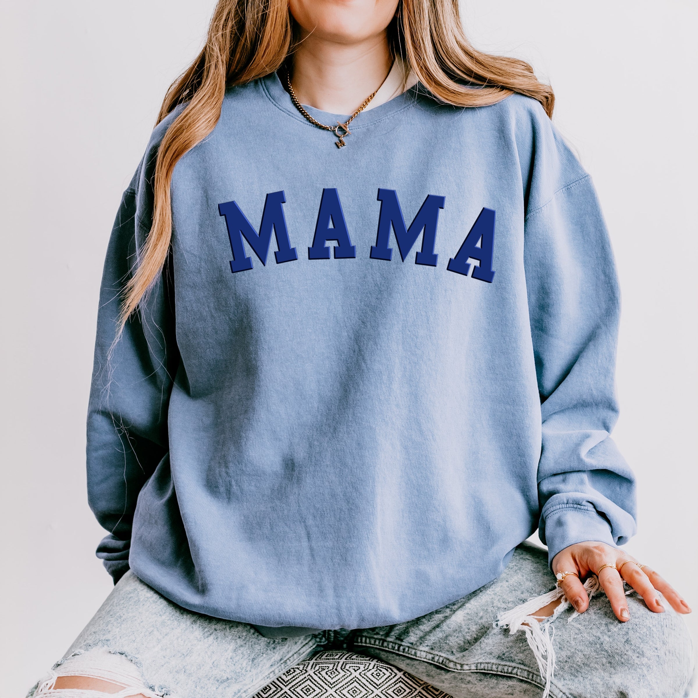 Mama Bold Puff Print - Women's Lightweight Garment Dyed Sweatshirt
