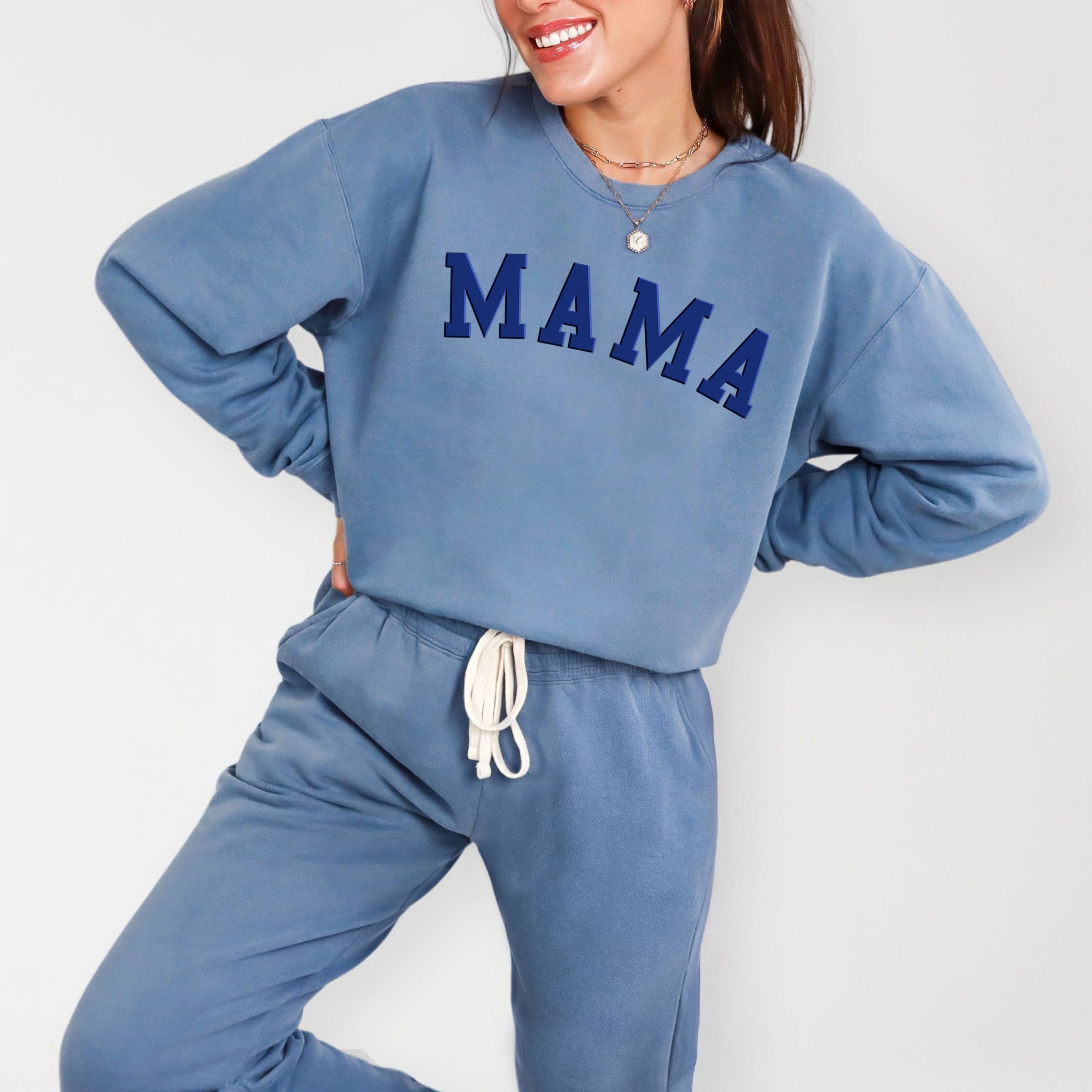 Mama Bold Puff Print - Women's Lightweight Garment Dyed Sweatshirt