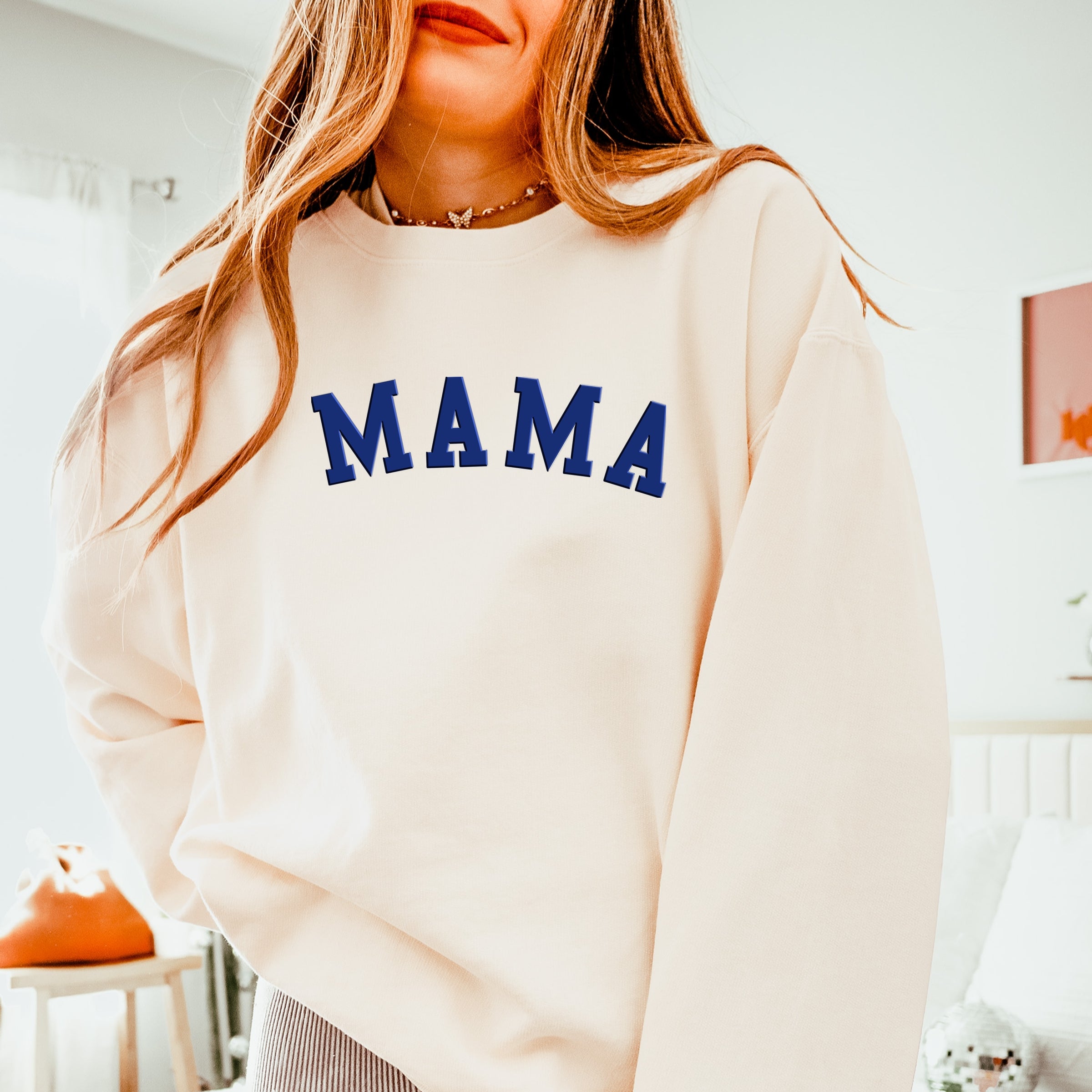 Mama Bold Puff Print - Women's Lightweight Garment Dyed Sweatshirt