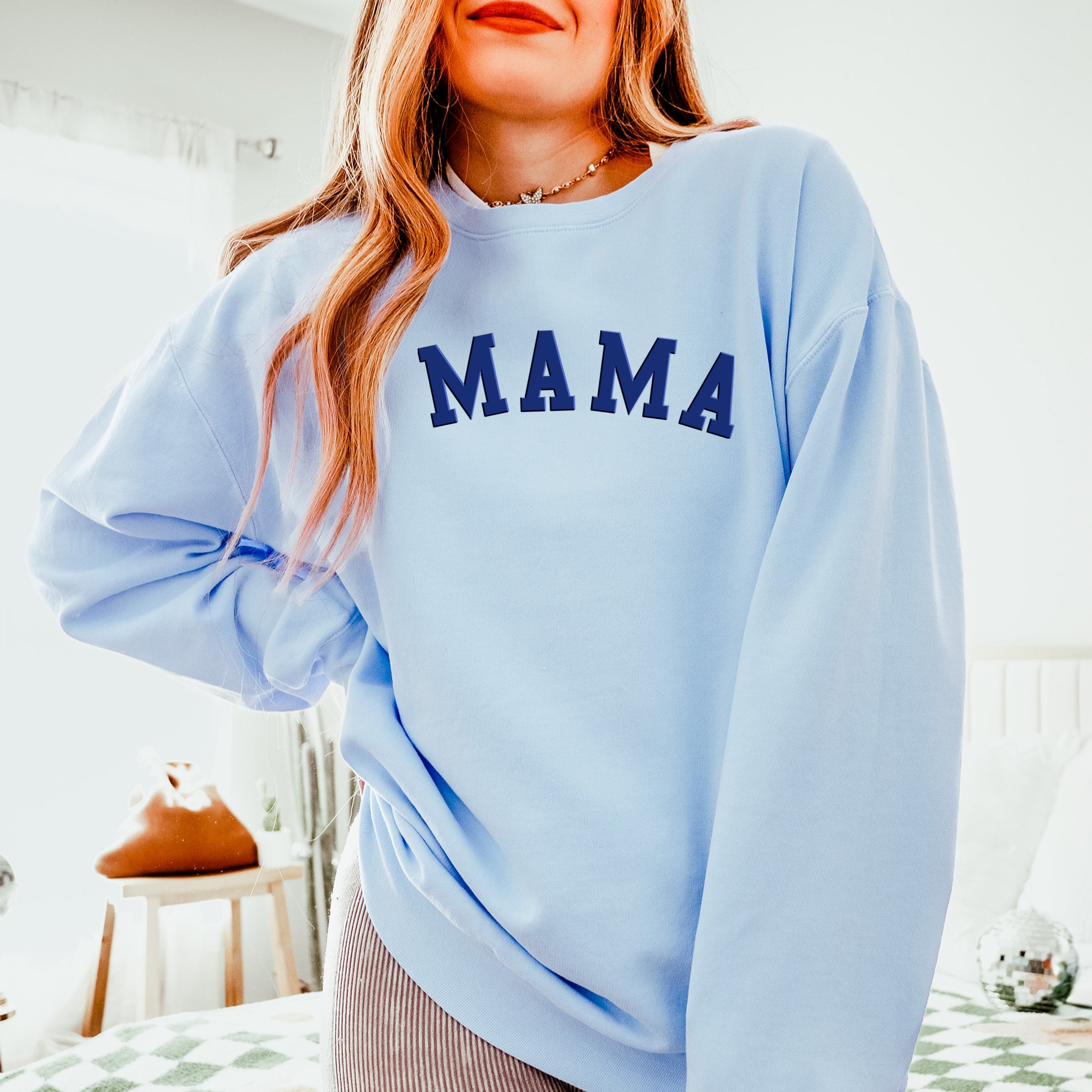 Mama Bold Puff Print - Women's Lightweight Garment Dyed Sweatshirt