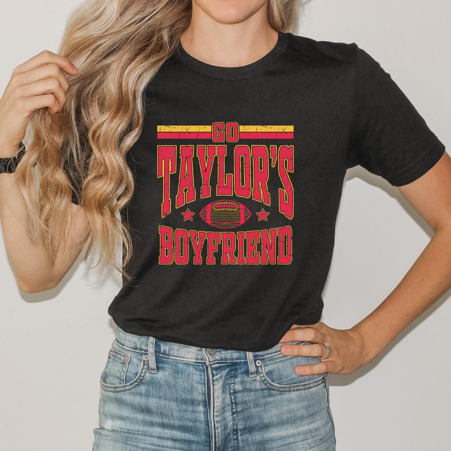 Go Taylor's Boyfriend Football |Short Sleeve Crew Neck
