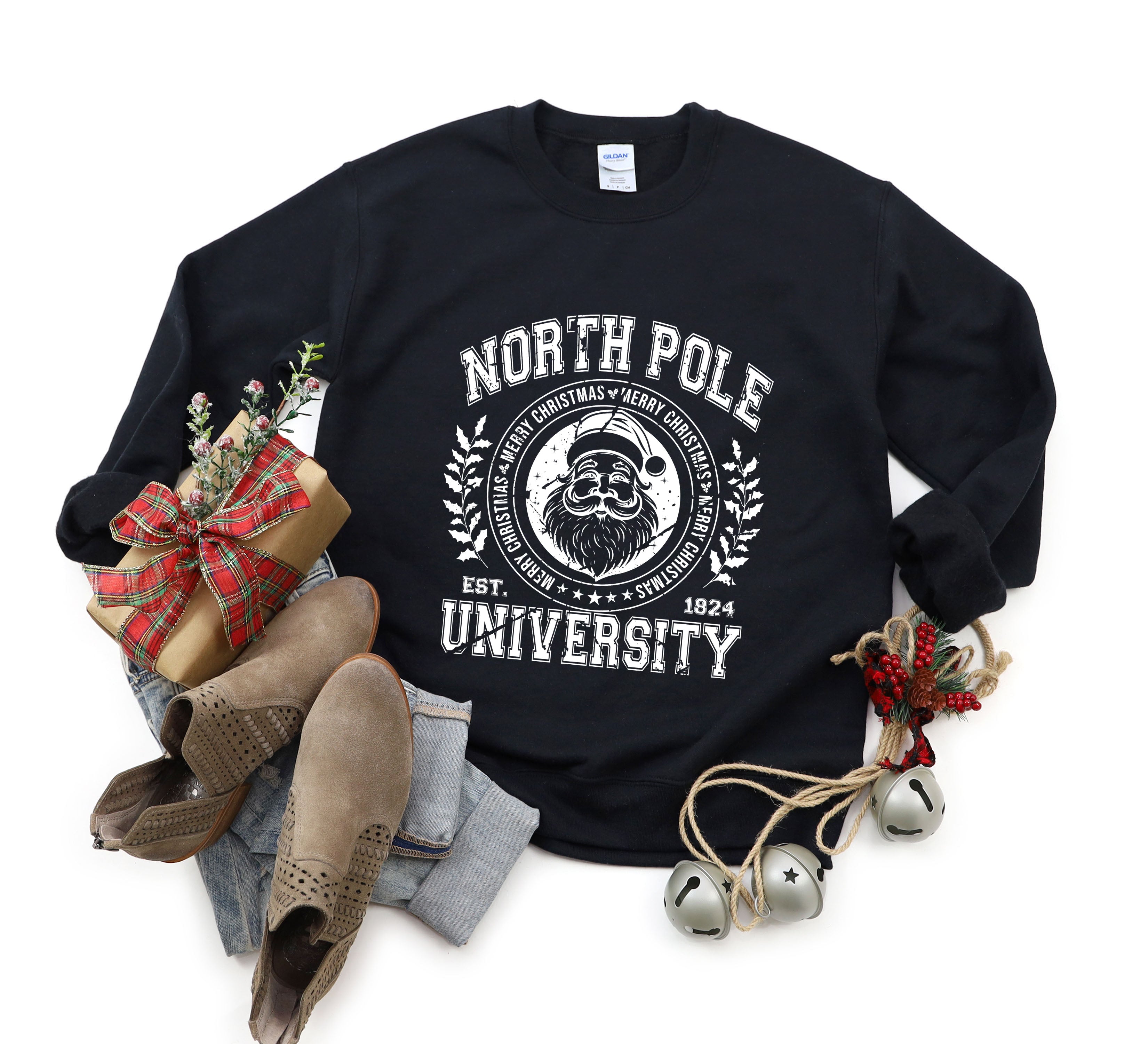 North Pole University Distressed | Sweatshirt