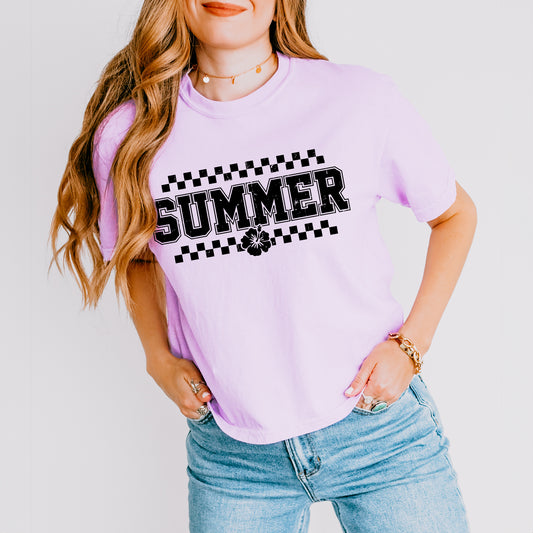 Checkered Summer Varsity | Relaxed Fit Cropped Tee