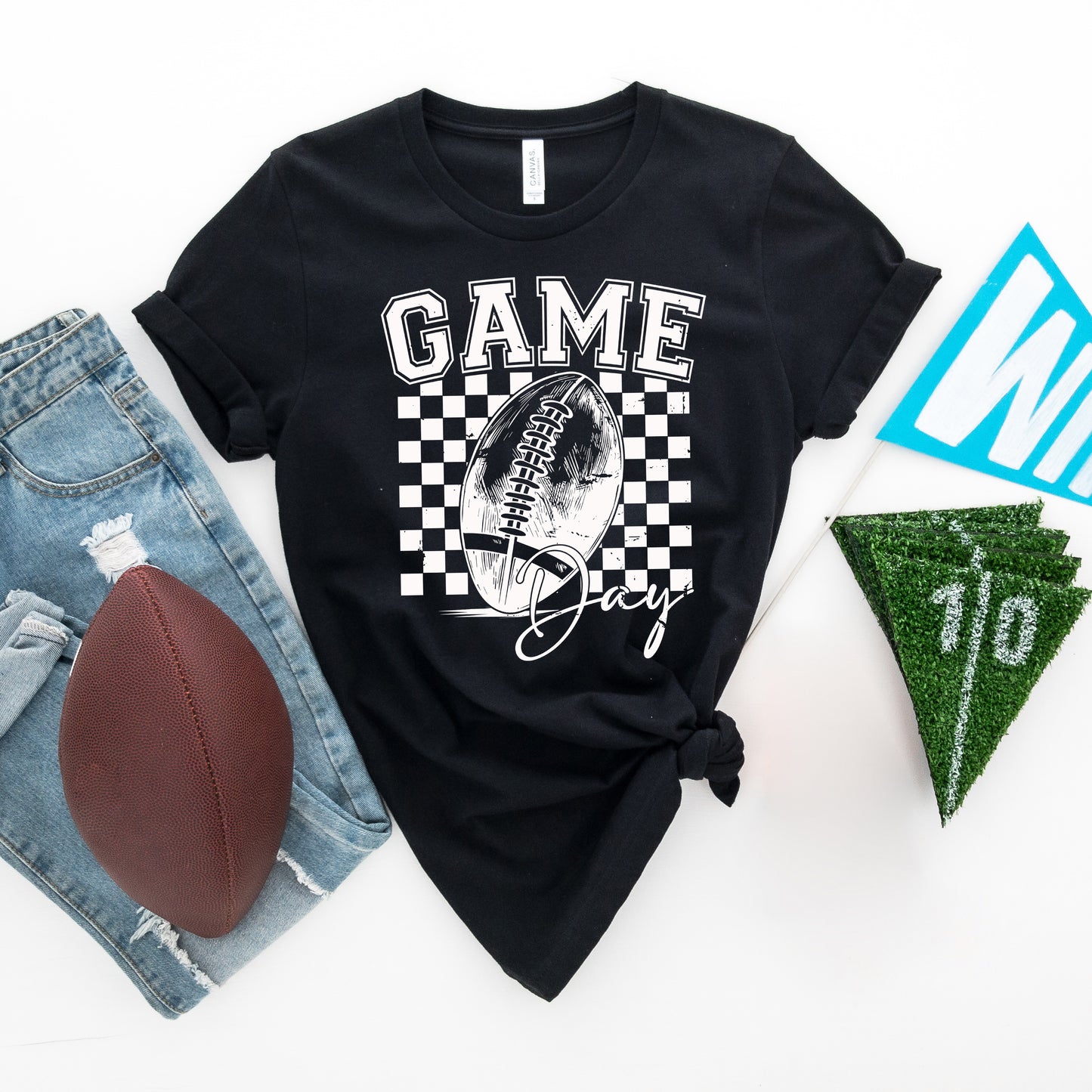 Retro Football Game Day |Short Sleeve Crew Neck