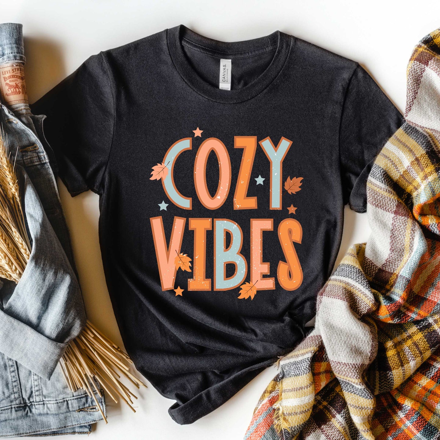 Cozy Vibes Distressed | Short Sleeve Crew Neck
