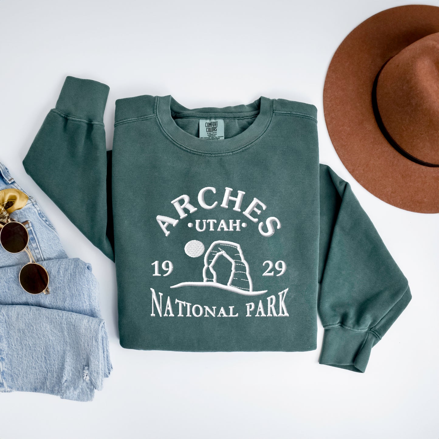 Embroidered Utah Arches | Garment Dyed Sweatshirt