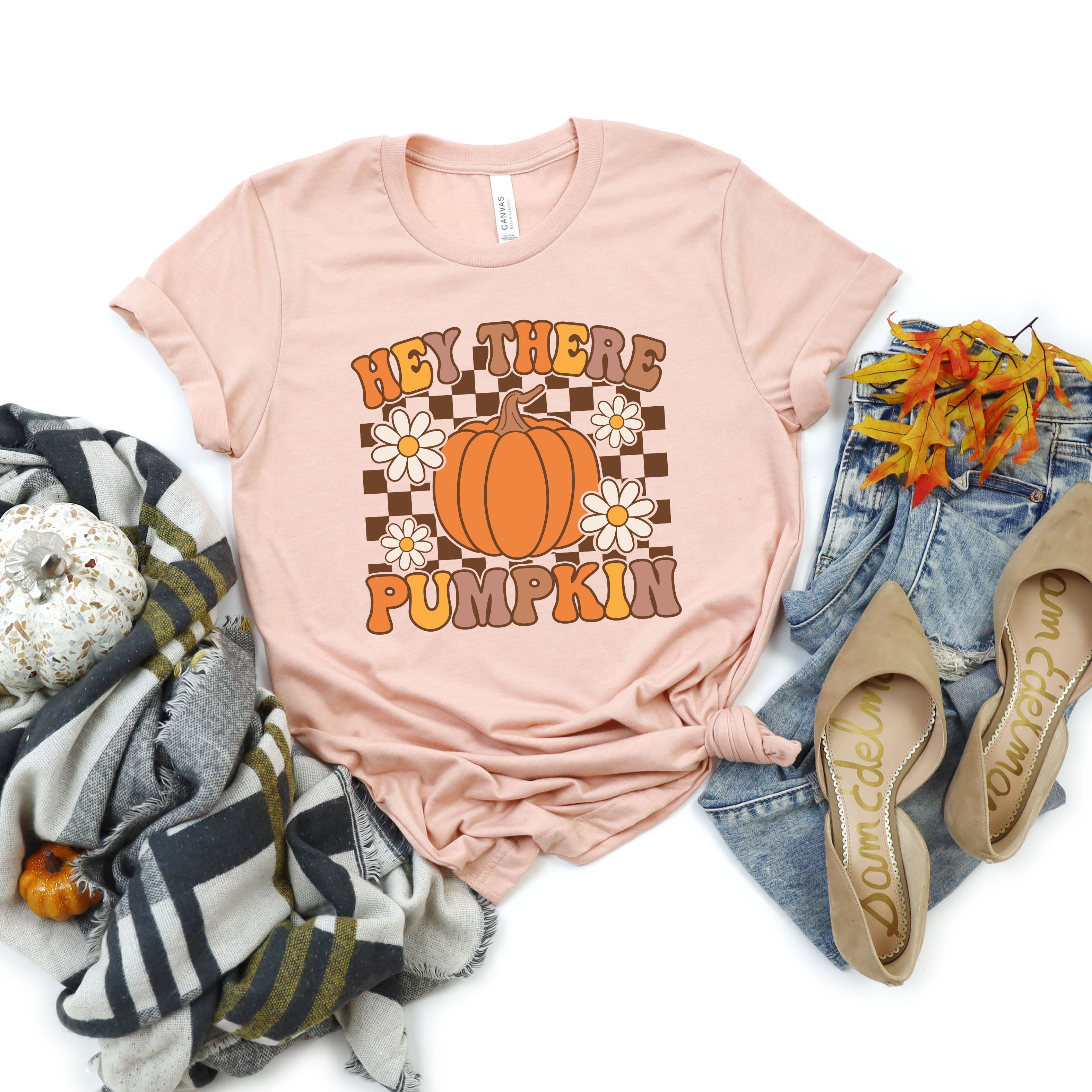 Hey There Pumpkin Flowers | Short Sleeve Crew Neck