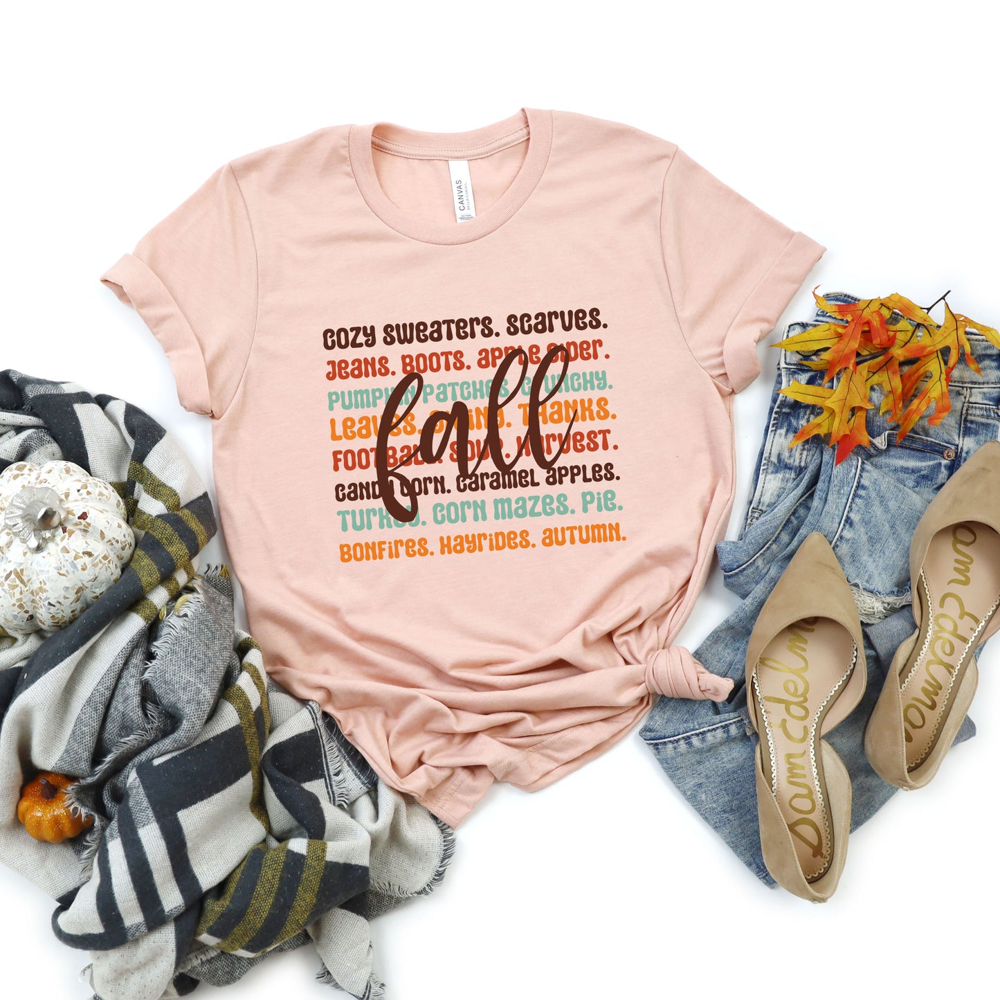 Cursive Fall Layered | Short Sleeve Crewneck
