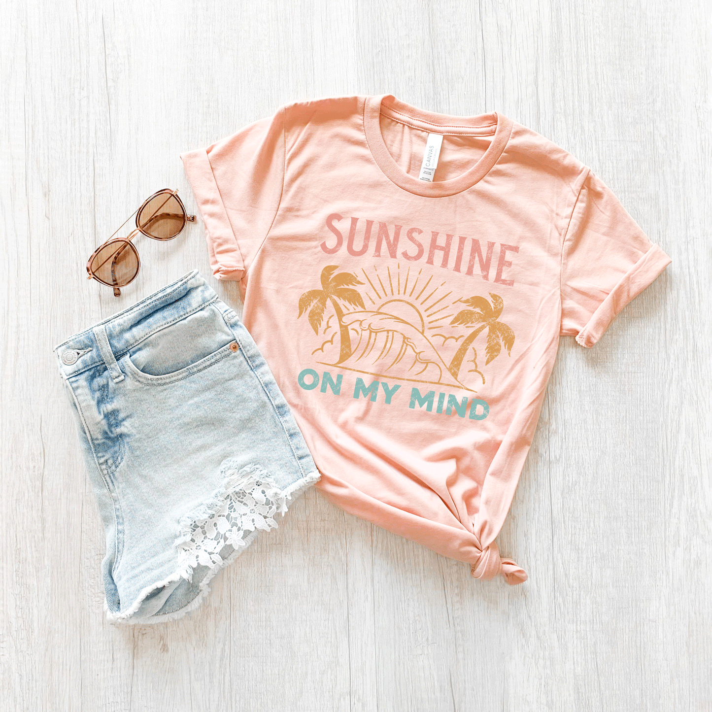 Sunshine On My Mind Palm Trees | Short Sleeve Crew Neck