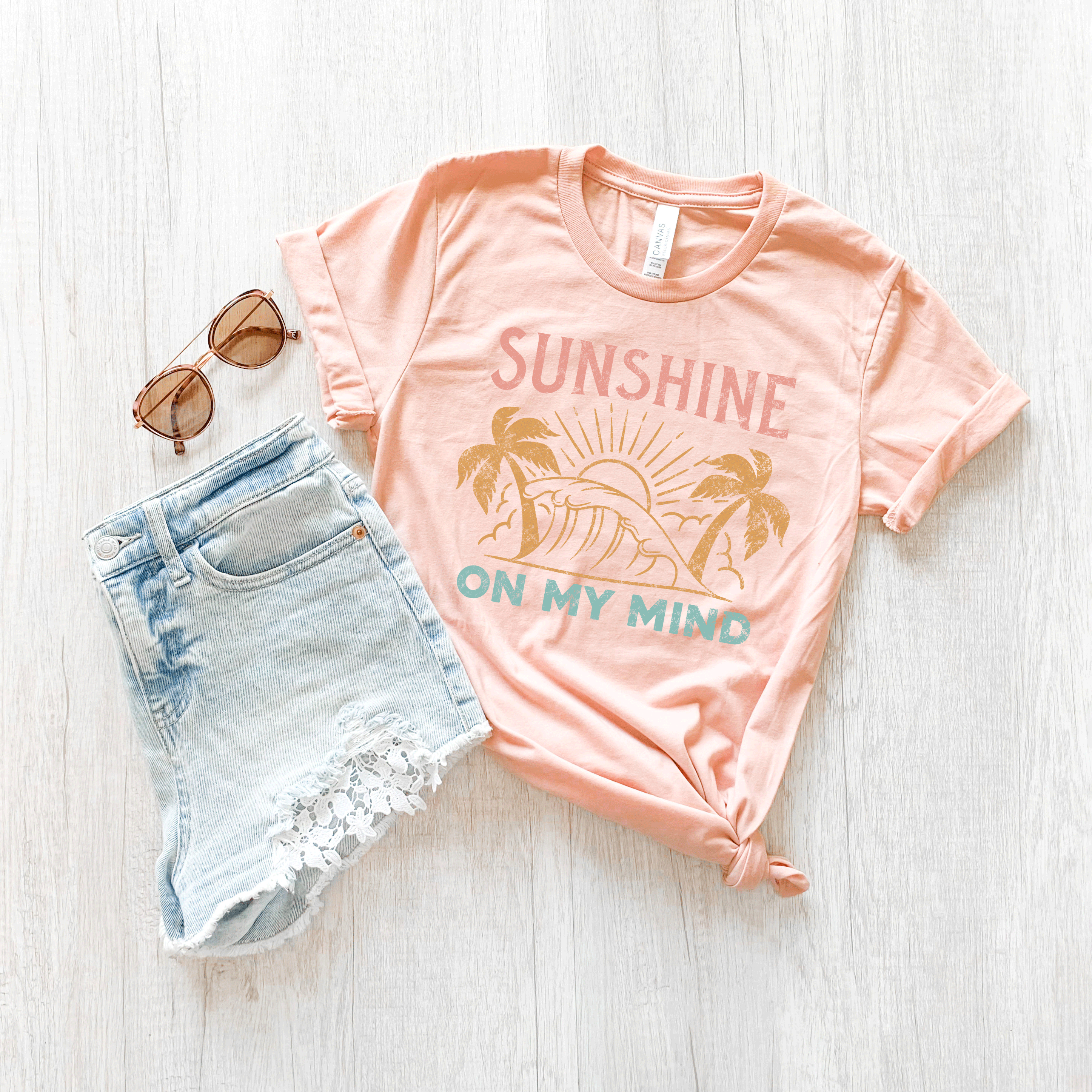Sunshine On My Mind Palm Trees | Short Sleeve Crew Neck