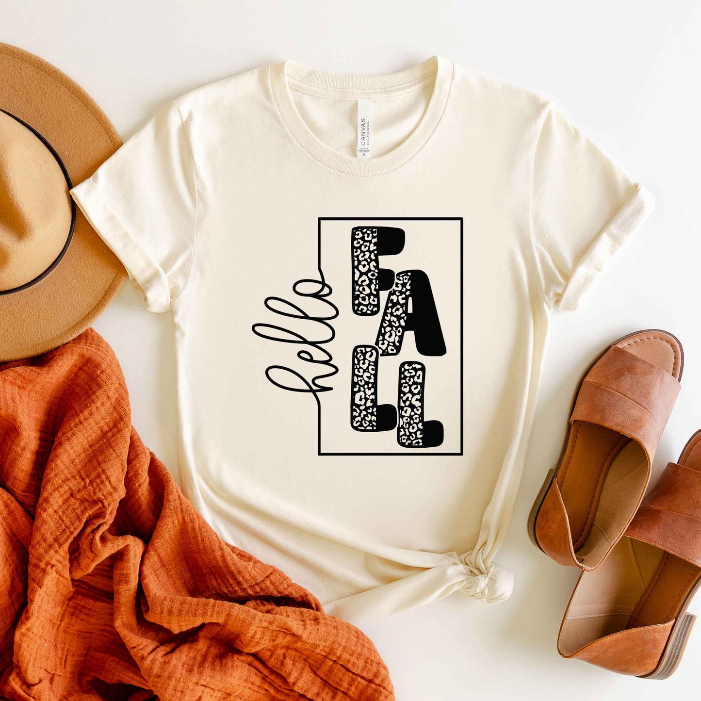 Hello Fall Square | Short Sleeve Crew Neck