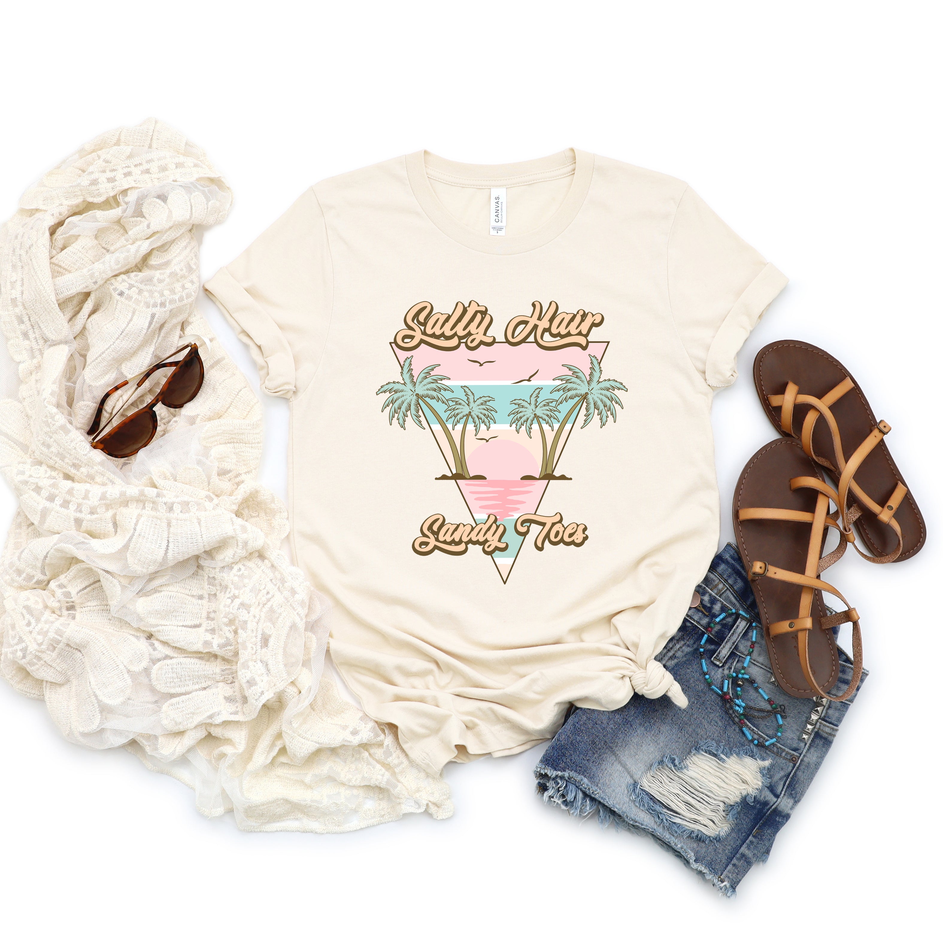Salty Hair Sandy Toes Triangle | Short Sleeve Crew Neck