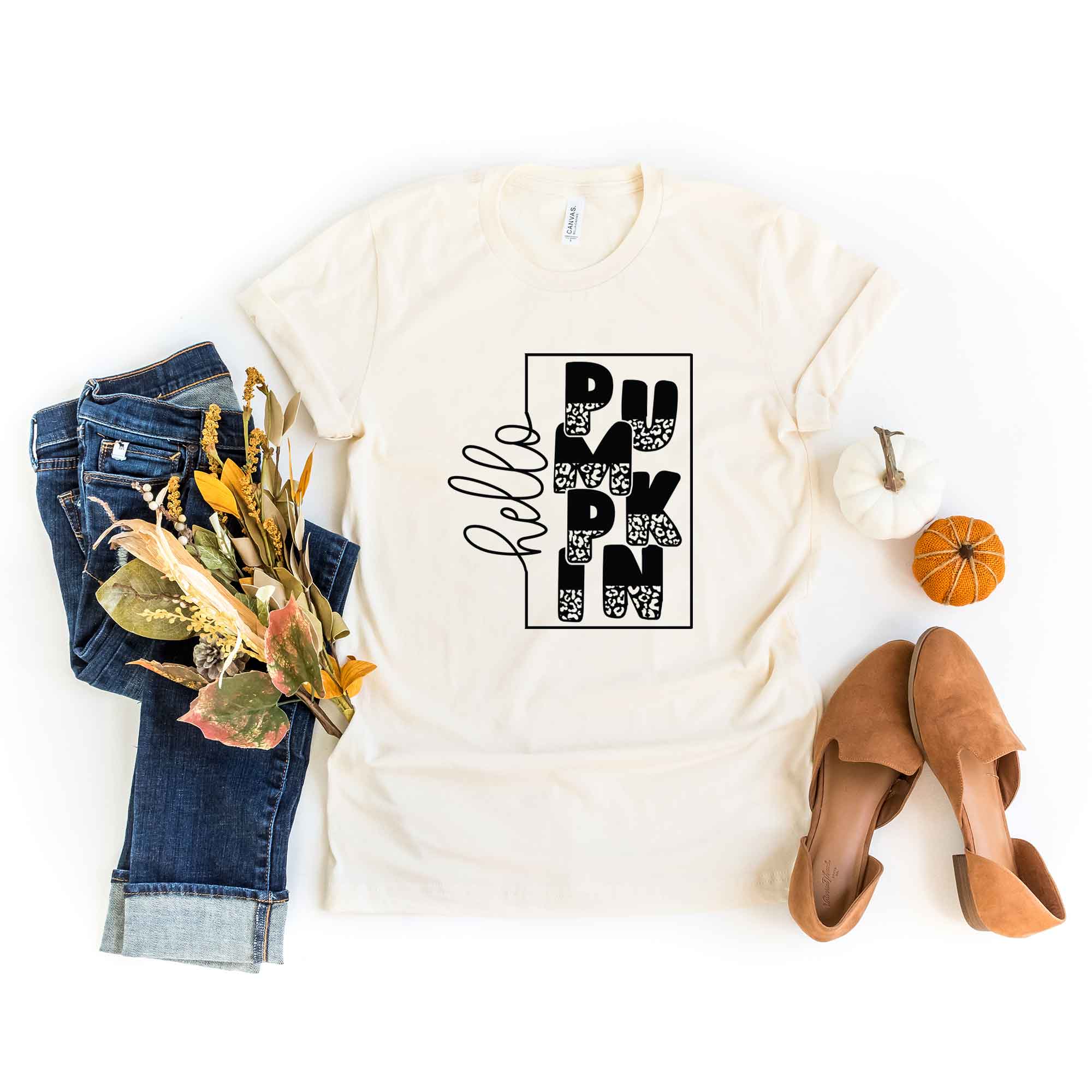 Hello Pumpkin Square | Short Sleeve Crew Neck