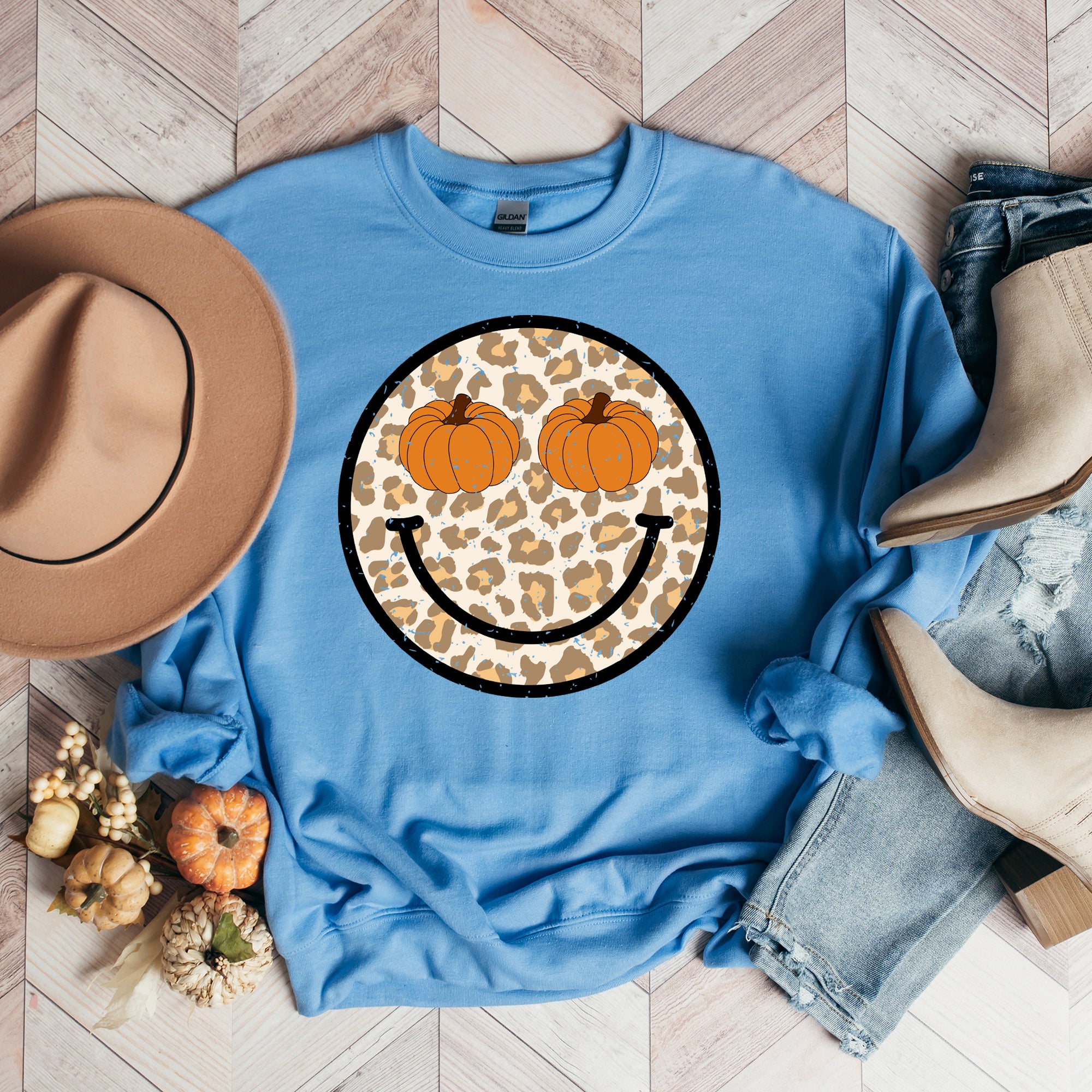 Pumpkin Leopard Smiley | Sweatshirt