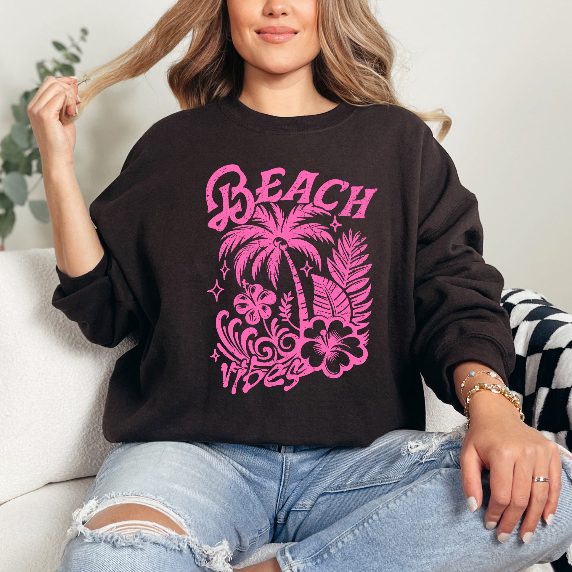Beach Vibes Distressed | Sweatshirt