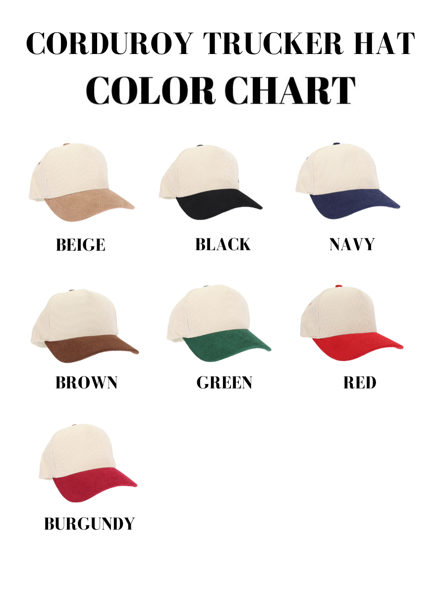 3D Puff Embroidered Baseball Mom Upside Down Arch - Women's Corduroy Trucker Hat