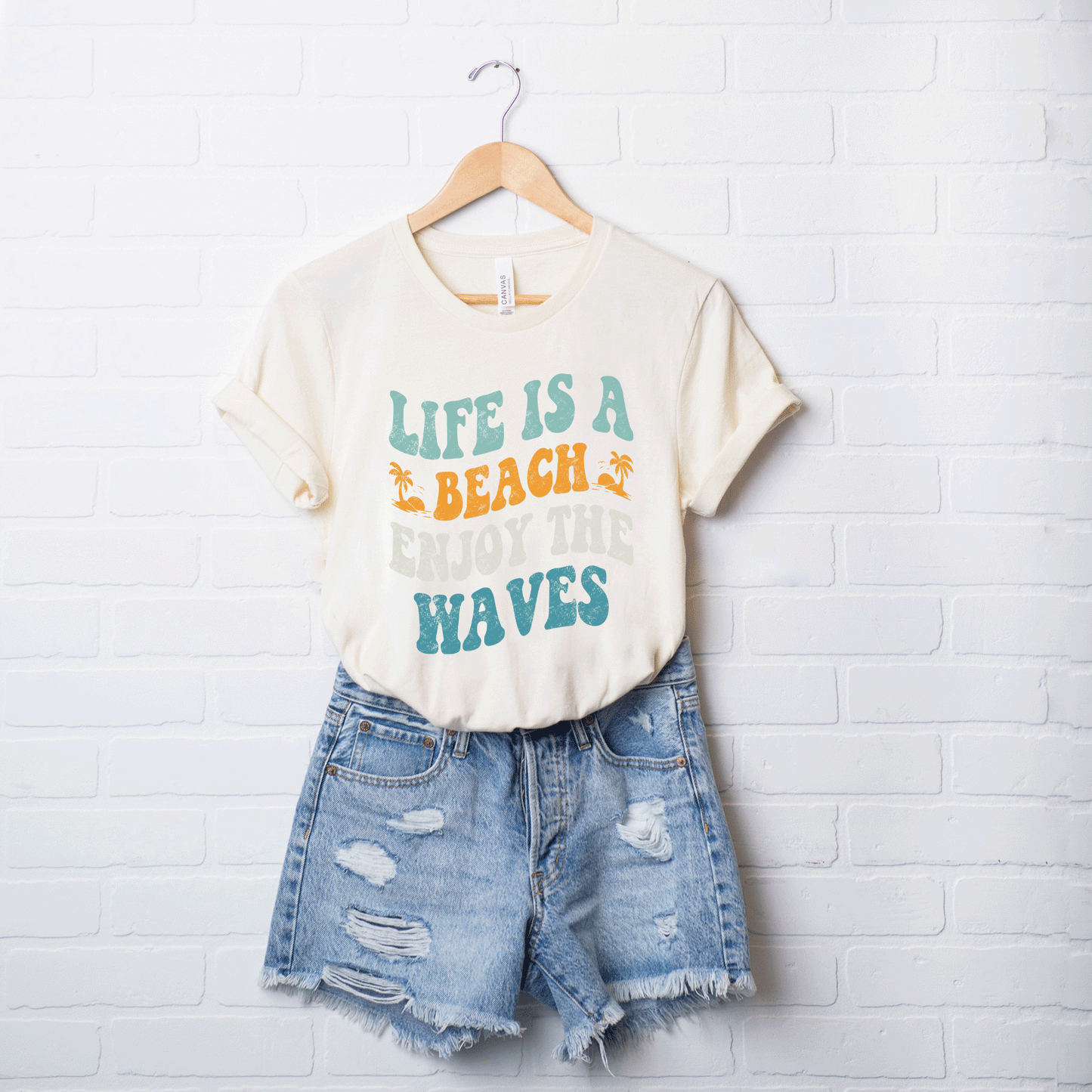Enjoy The Waves Distressed | Short Sleeve Crew Neck