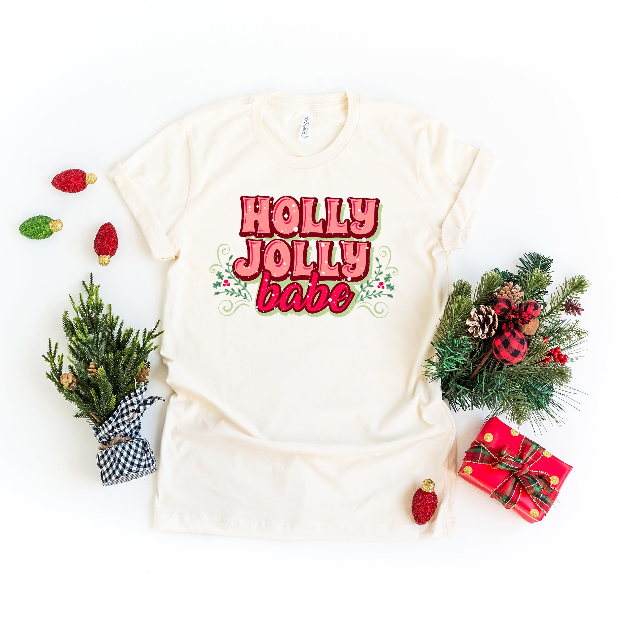 Holly Jolly Babe Stacked | Short Sleeve Crew Neck