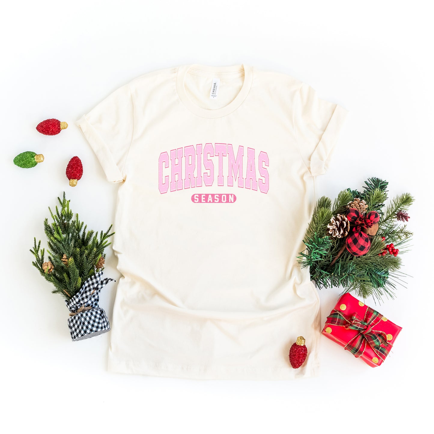 Pink Christmas Season | Short Sleeve Crew Neck