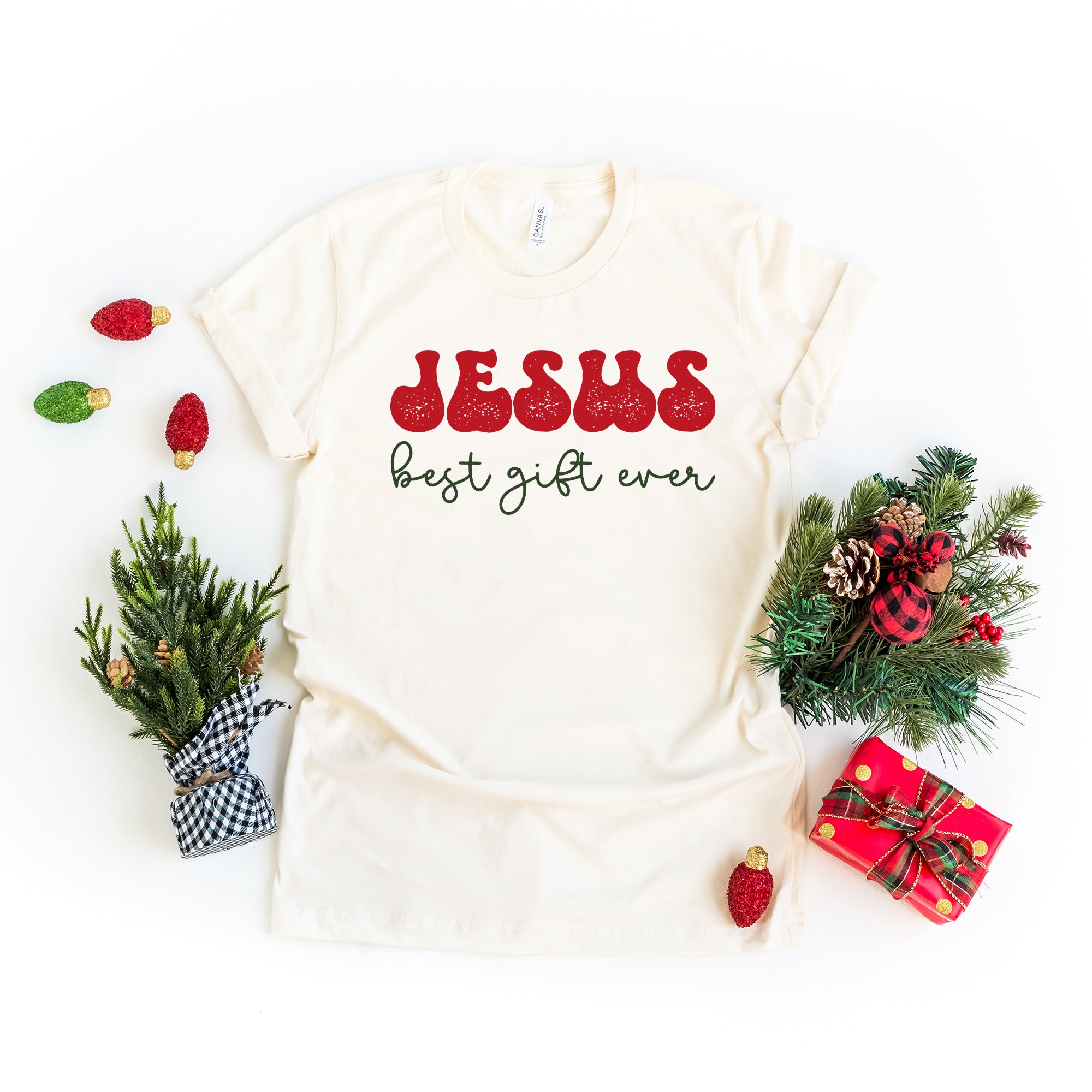 Jesus Best Gift Ever Cursive | Short Sleeve Crew Neck