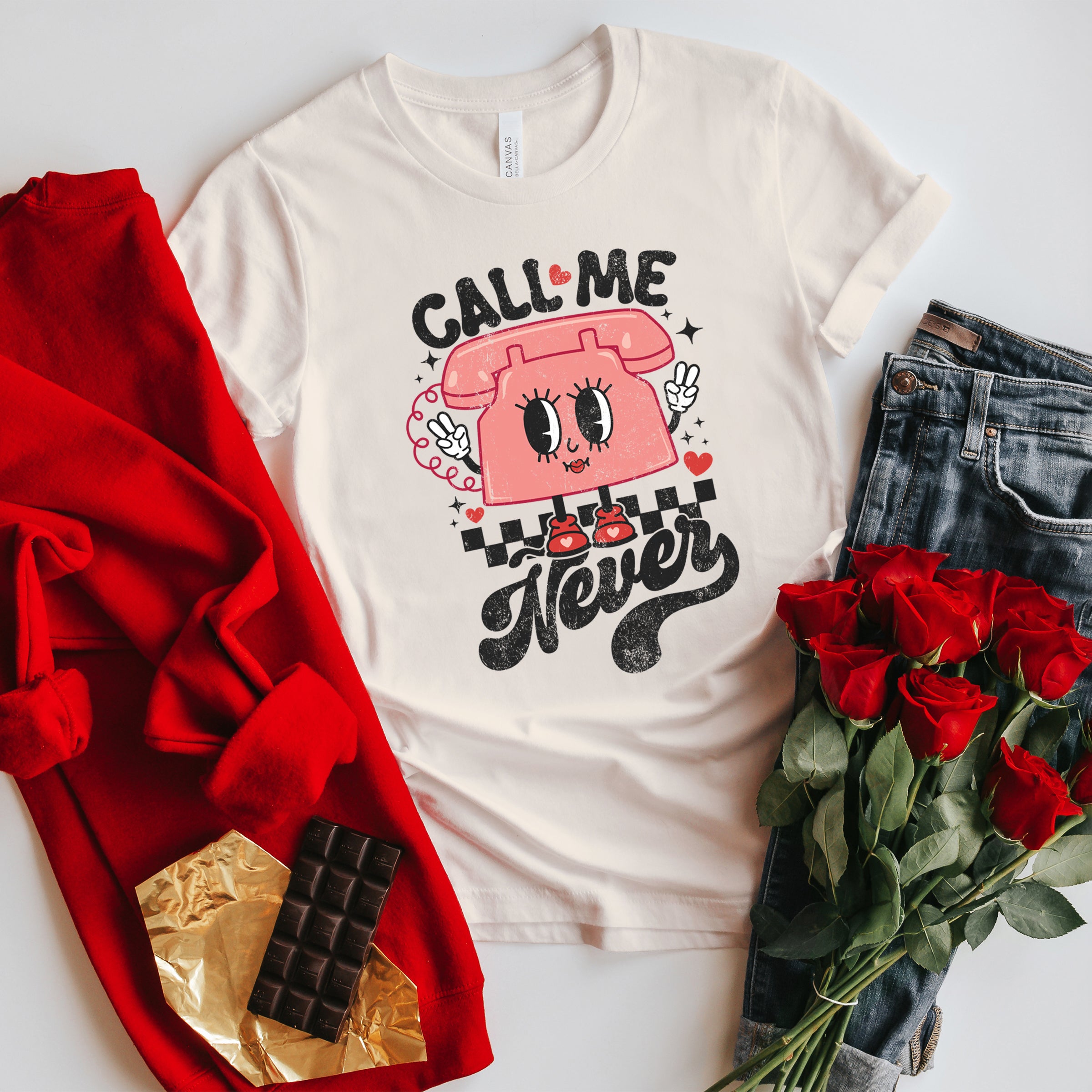 Call Me Never Phone | Short Sleeve Crew Neck