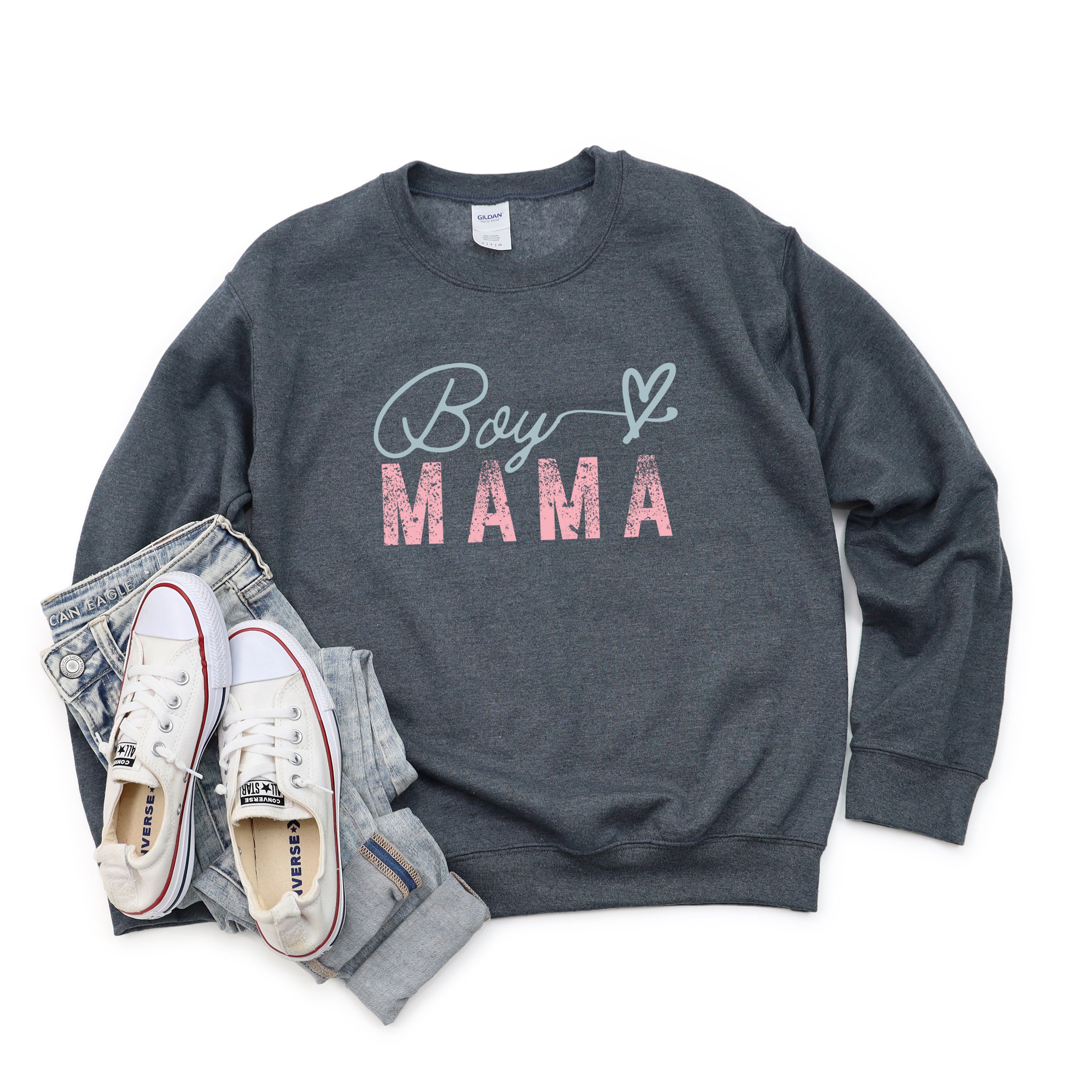 Boy Mama Heart Colorful | Sweatshirt