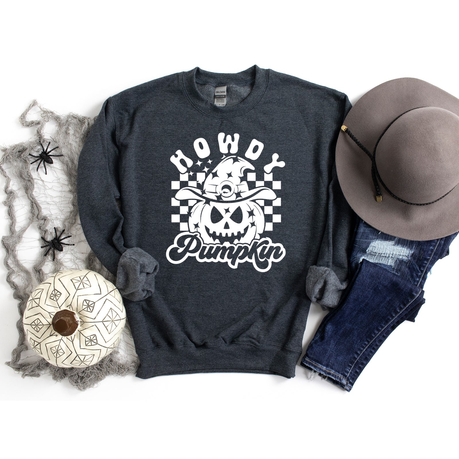 Howdy Pumpkin Checkered | Sweatshirt