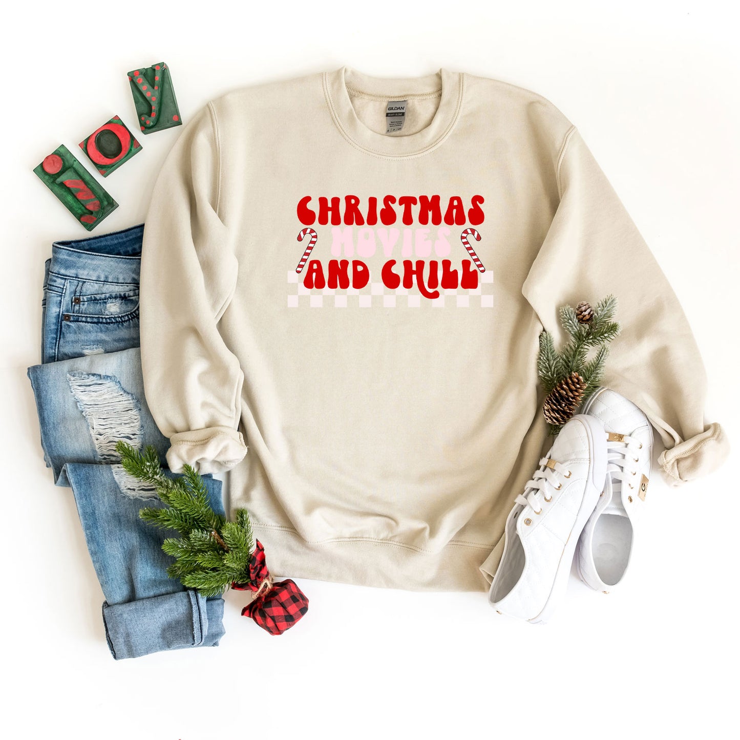 Christmas Movies and Chill Checkered | Sweatshirt