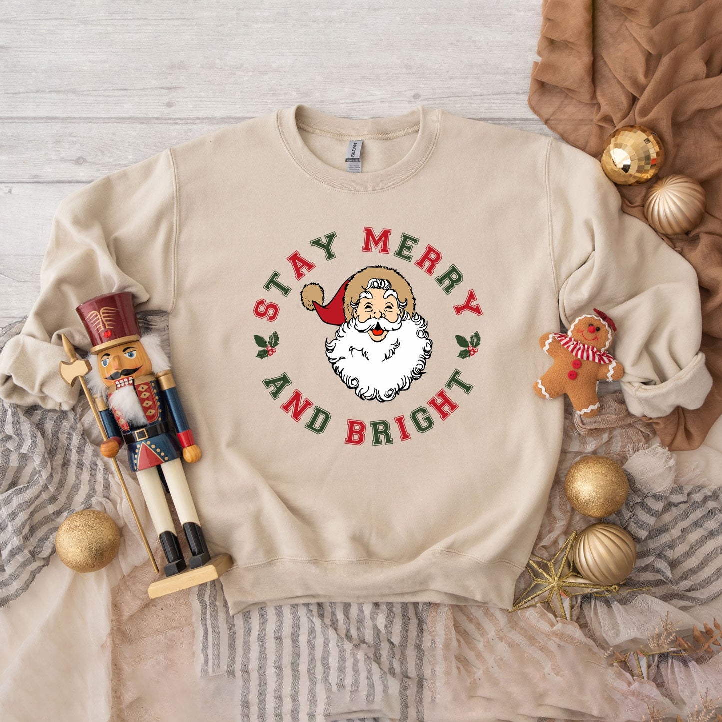 Clearance Stay Merry and Bright Circle | Sweatshirt