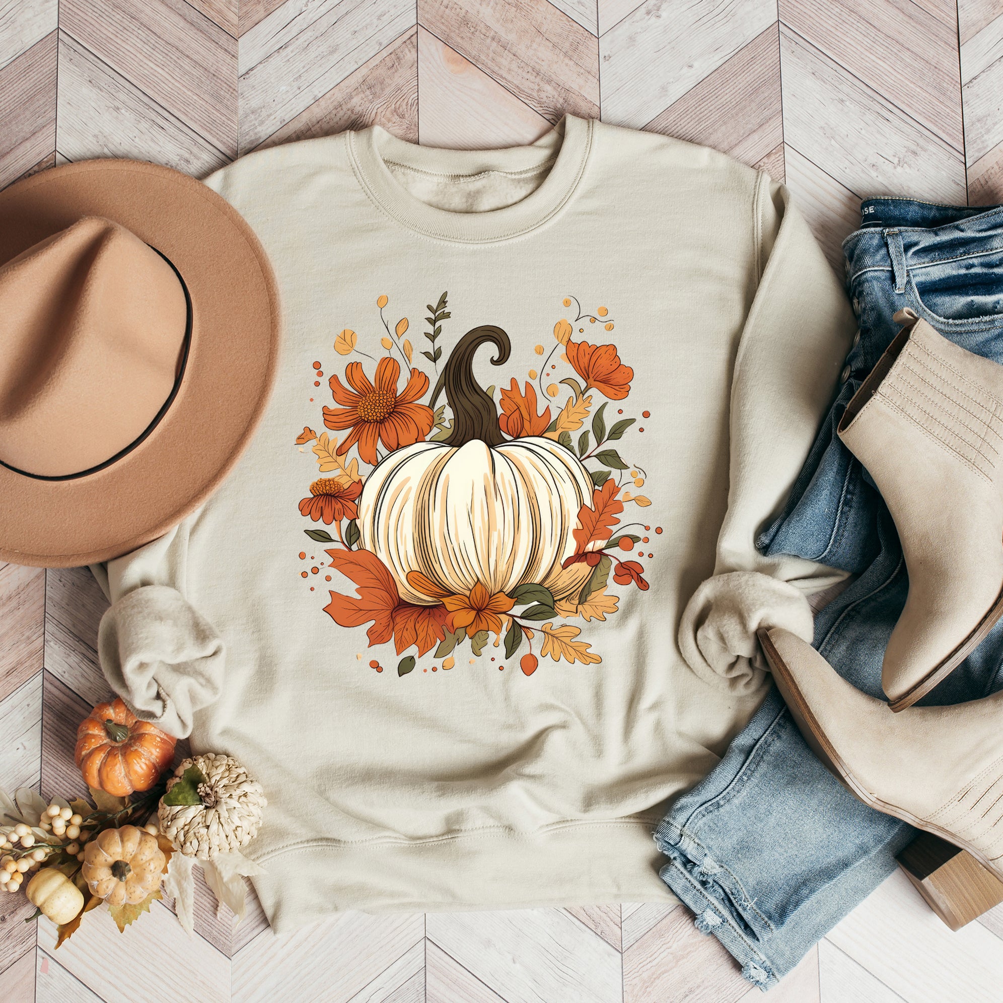 Fall Pumpkin Floral | Sweatshirt