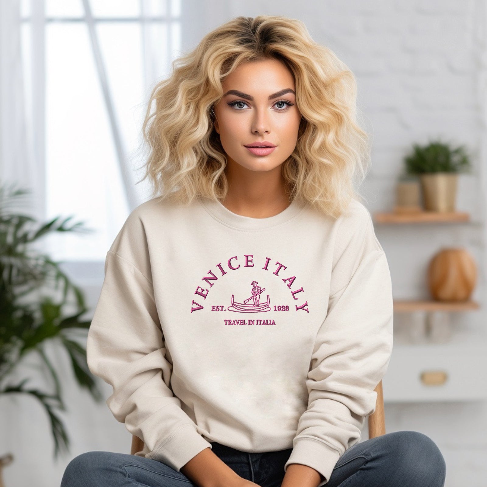 Embroidered Venice Italy | Sweatshirt