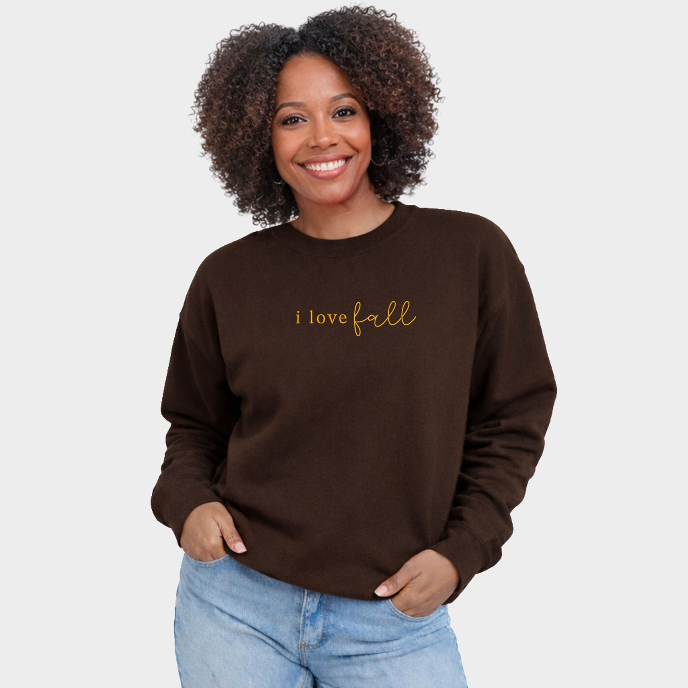 Embroidered I Love Fall - Women's Graphic Sweatshirt