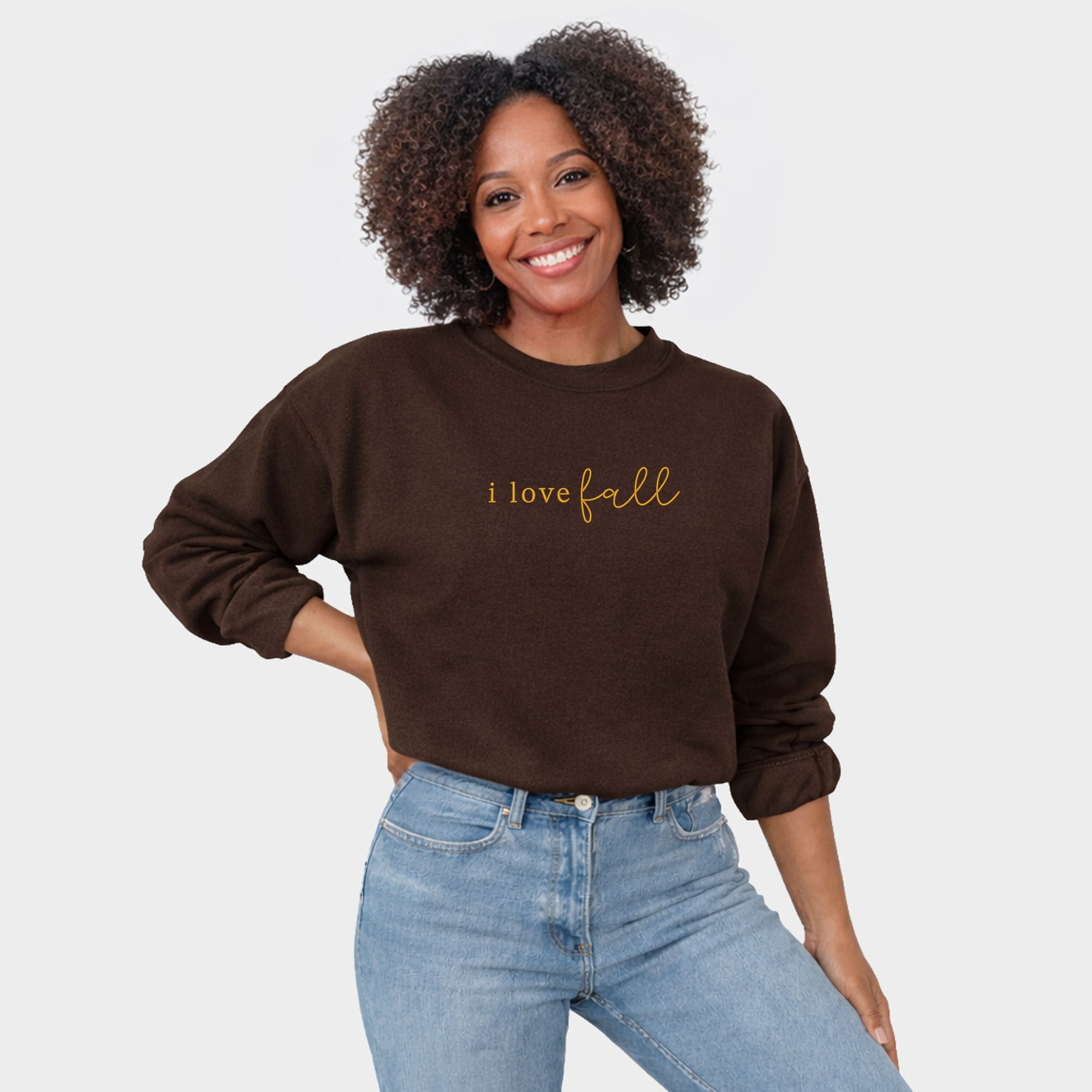 Embroidered I Love Fall - Women's Graphic Sweatshirt