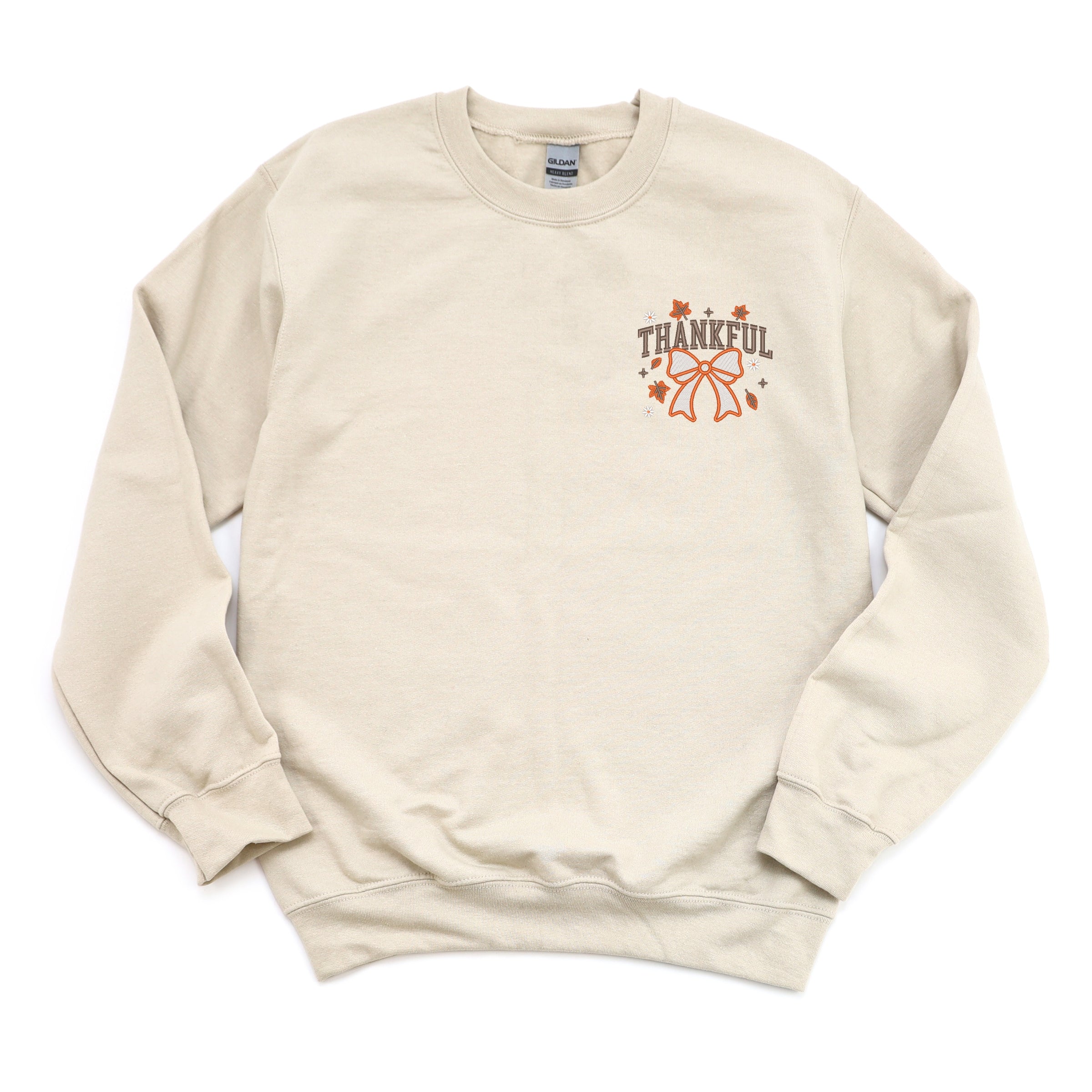 Embroidered Coquette Thankful - Women's Graphic Sweatshirt